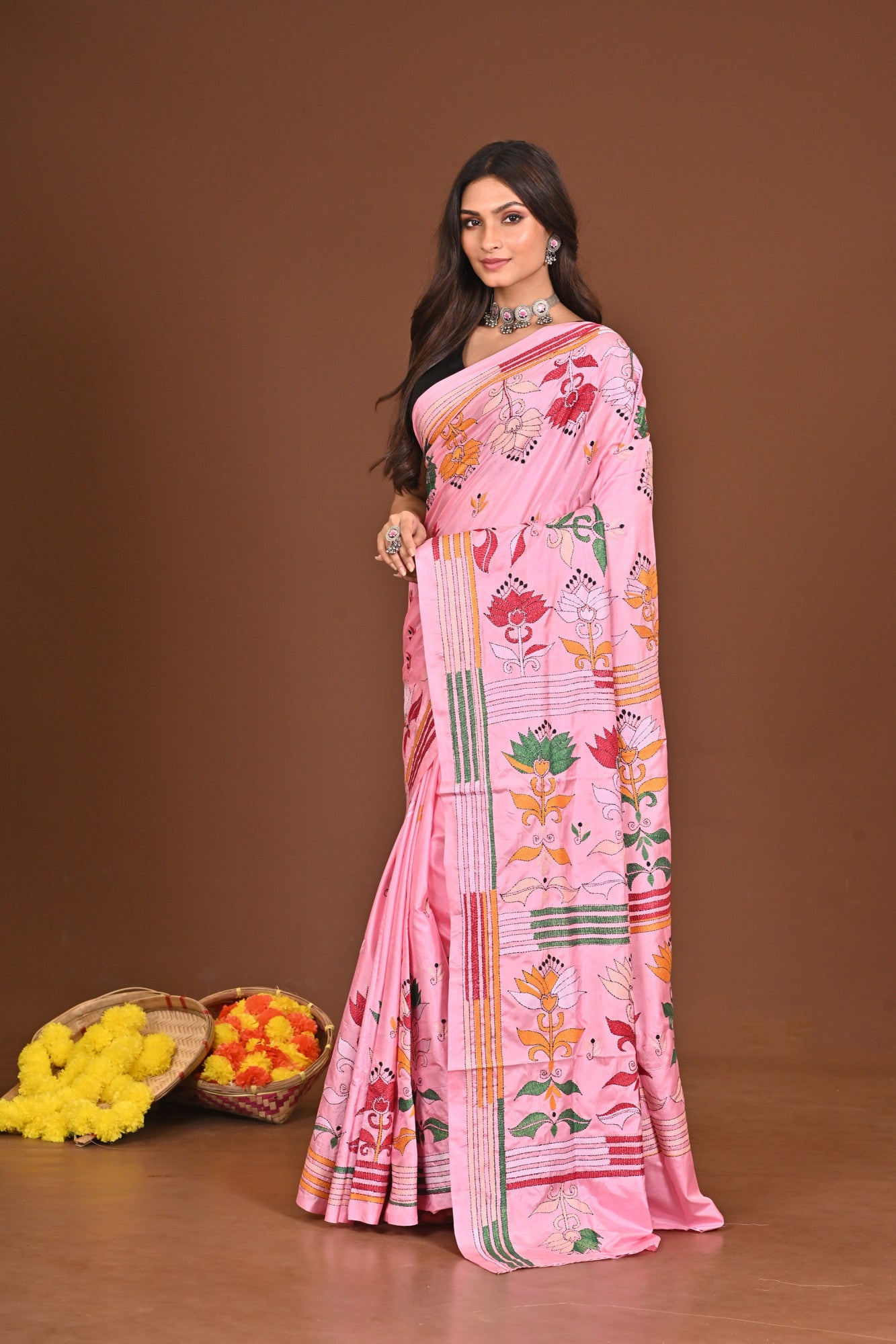 MANGALA BLENDED SILK KANTHA SAREE Thumbnail