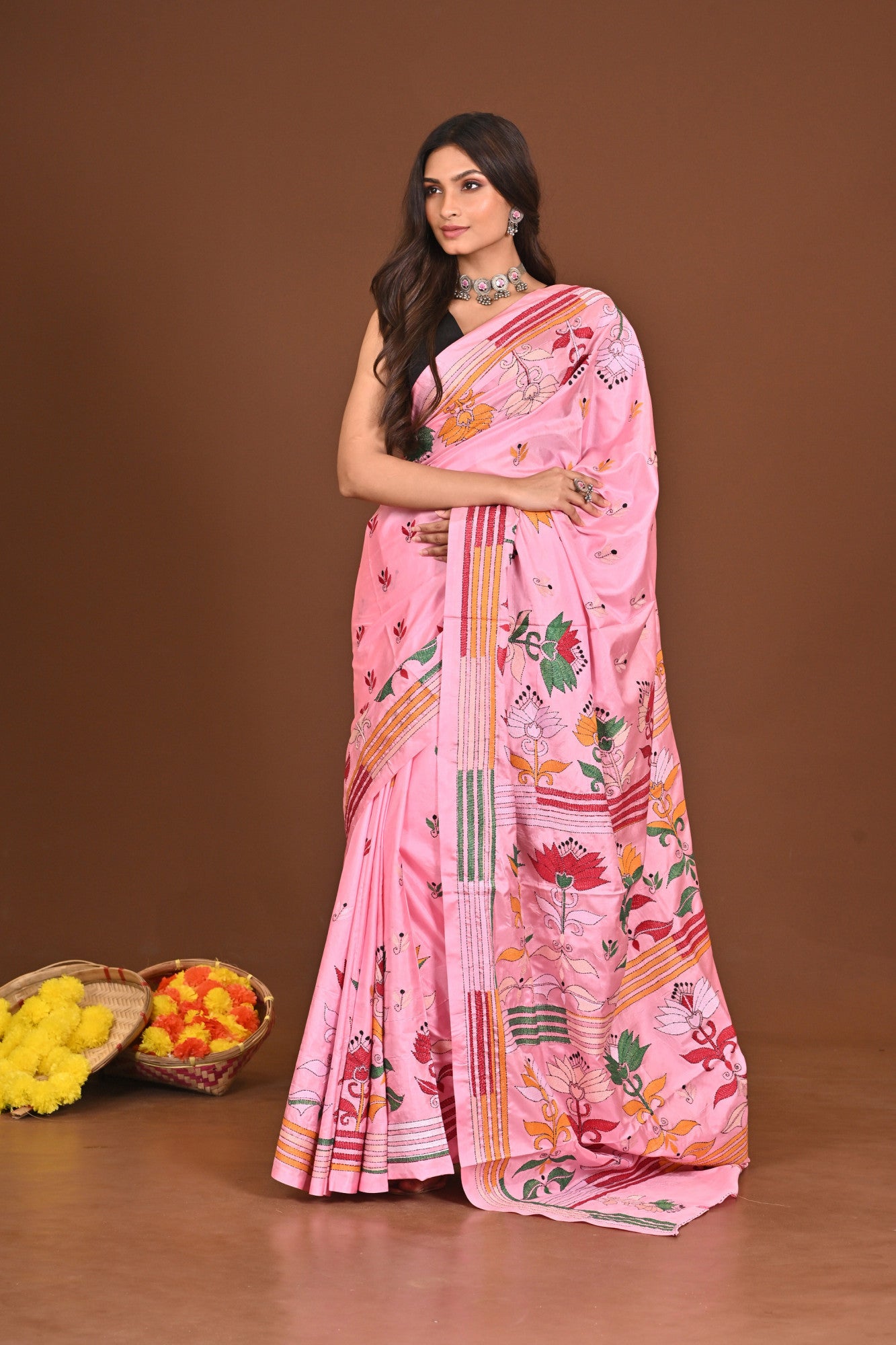 MANGALA BLENDED SILK KANTHA SAREE Thumbnail