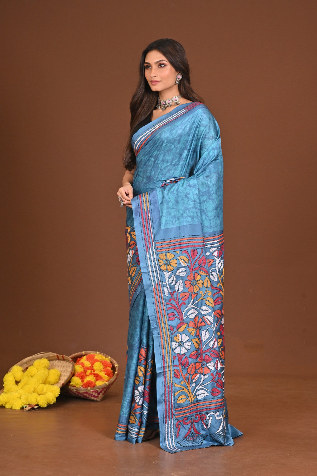 NEELAMBA BLENDED SILK KANTHA SAREE