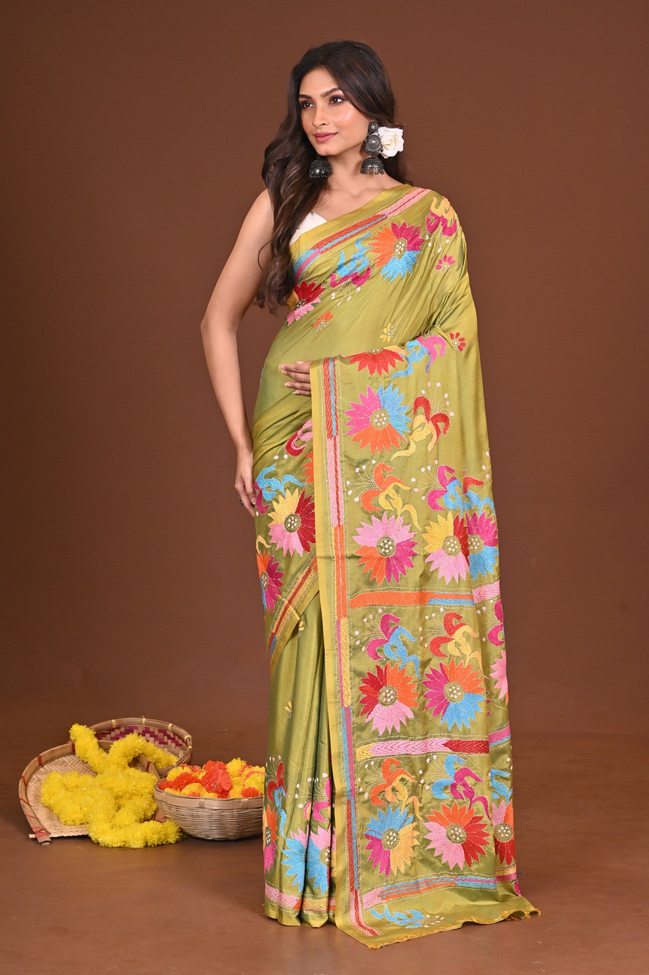 PATAPORI BLENDED SILK KANTHA SAREE Thumbnail