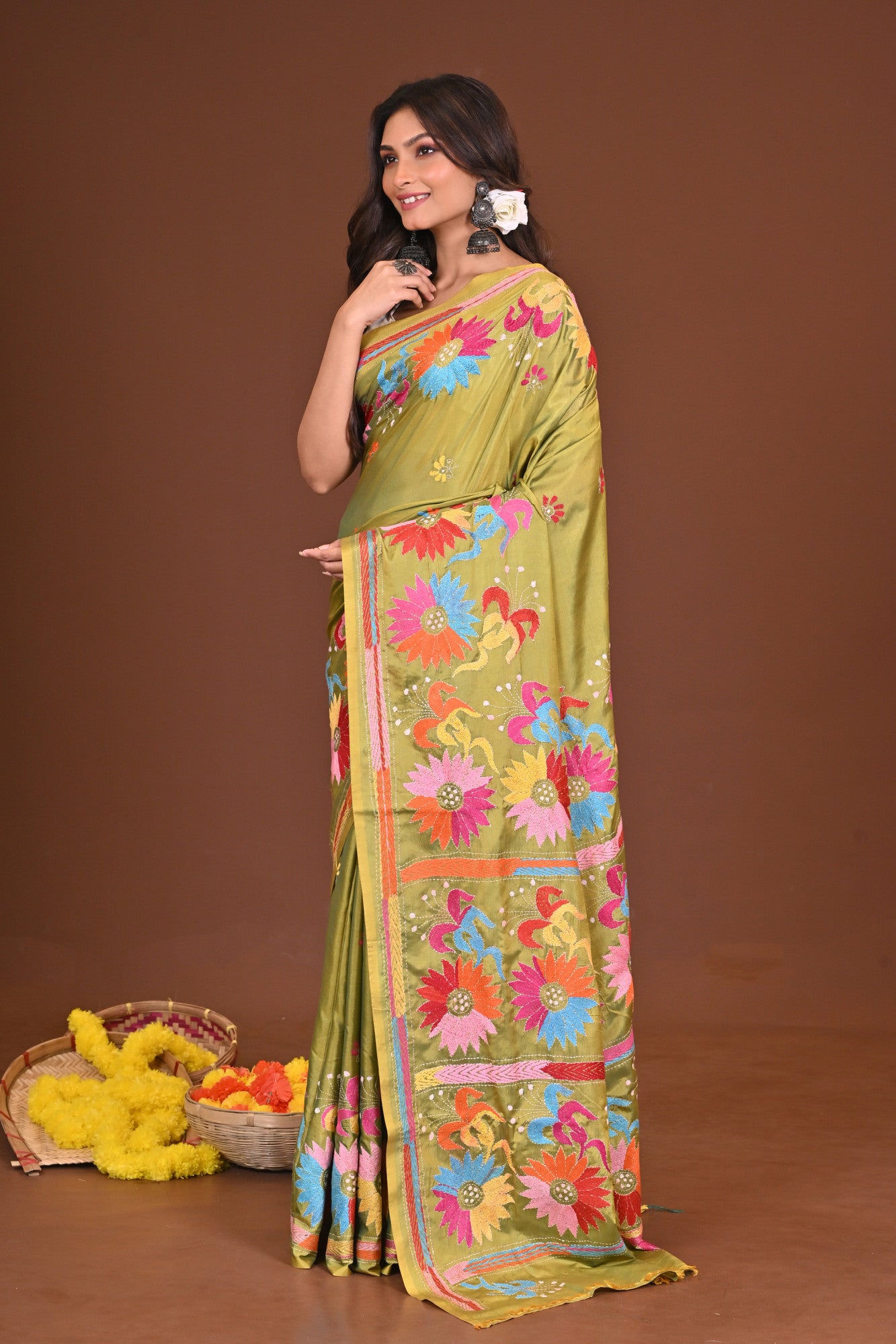 PATAPORI BLENDED SILK KANTHA SAREE Thumbnail