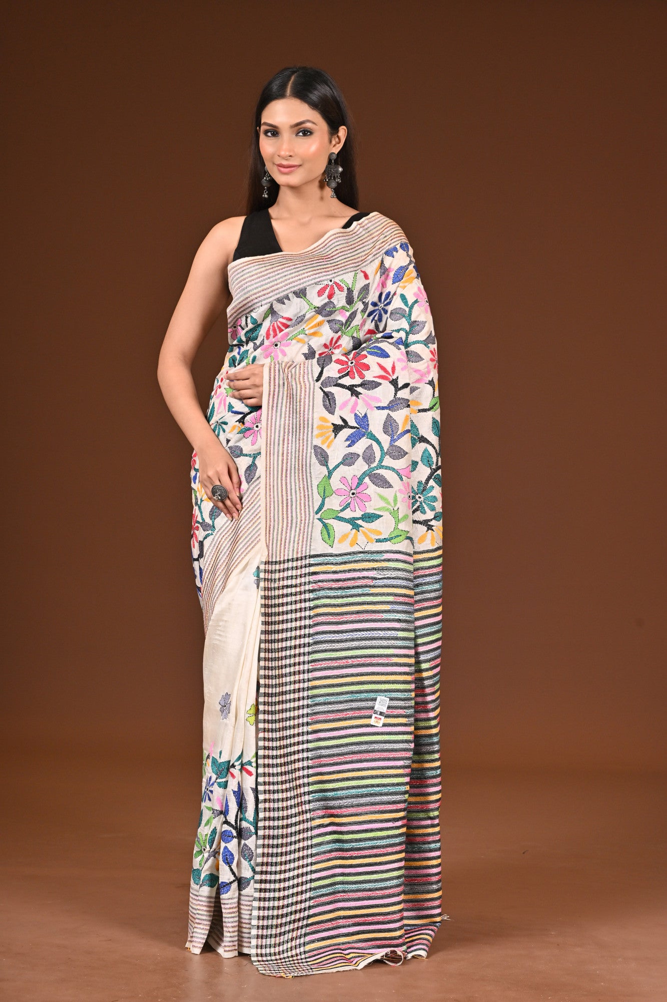 PURE SILK JALCHURI ALLOVER  KANTHA SAREE