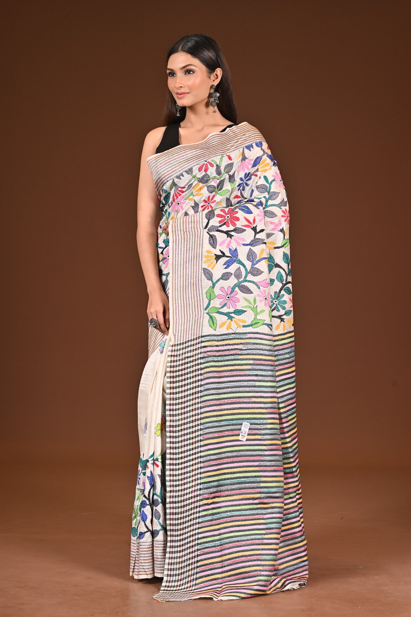 PURE SILK JALCHURI ALLOVER  KANTHA SAREE Thumbnail