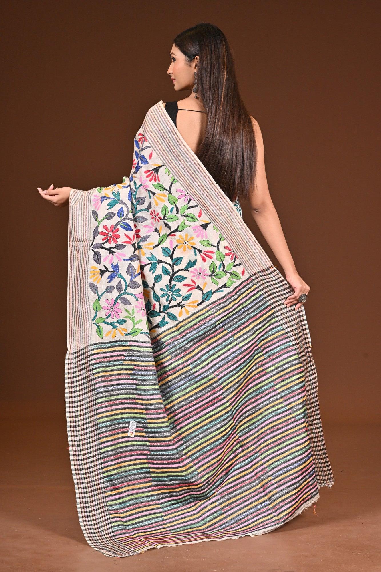 PURE SILK JALCHURI ALLOVER  KANTHA SAREE Thumbnail