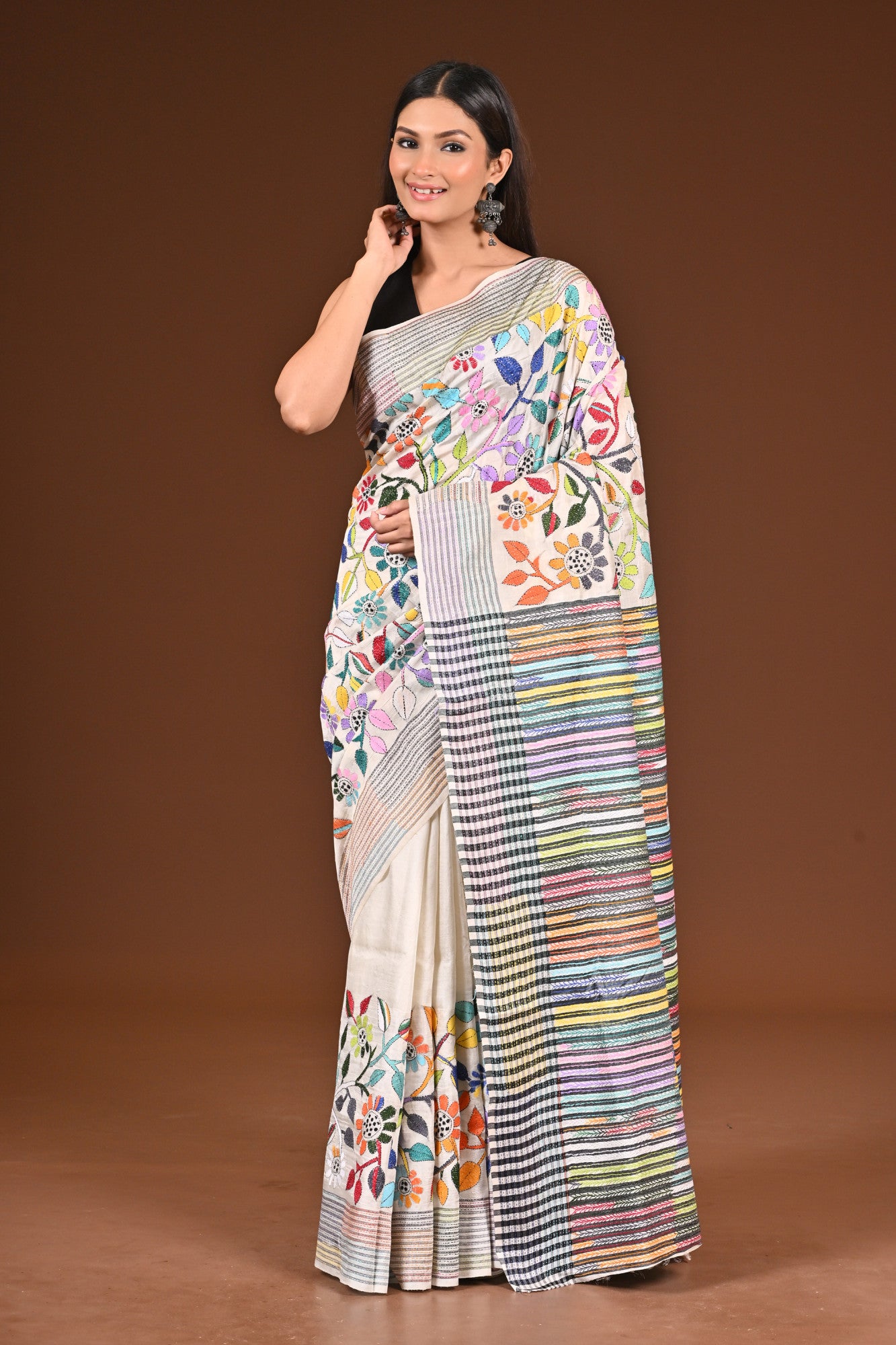 PURE SILK JALCHURI ALLOVER  KANTHA SAREE Thumbnail