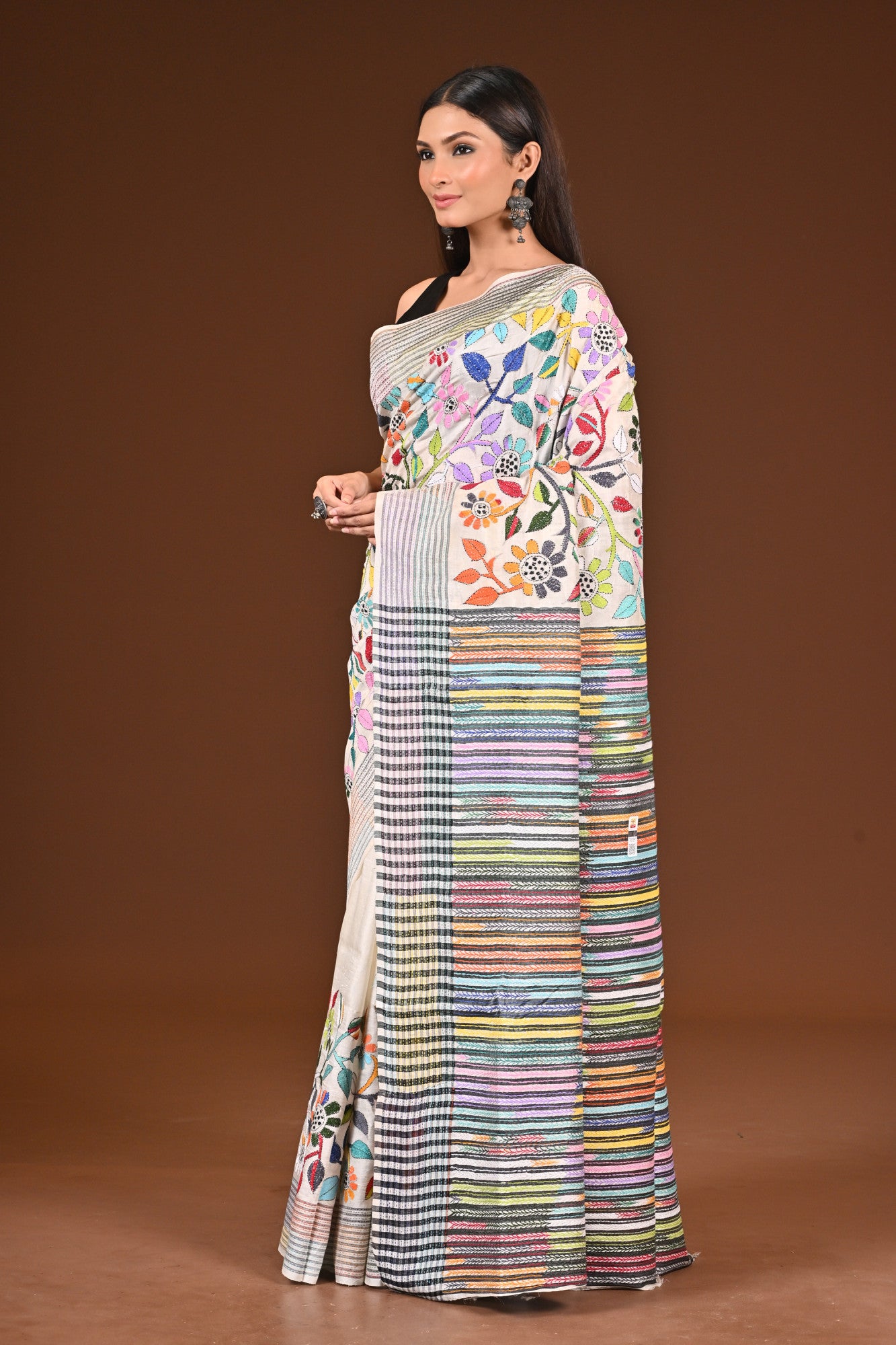 PURE SILK JALCHURI ALLOVER  KANTHA SAREE Thumbnail