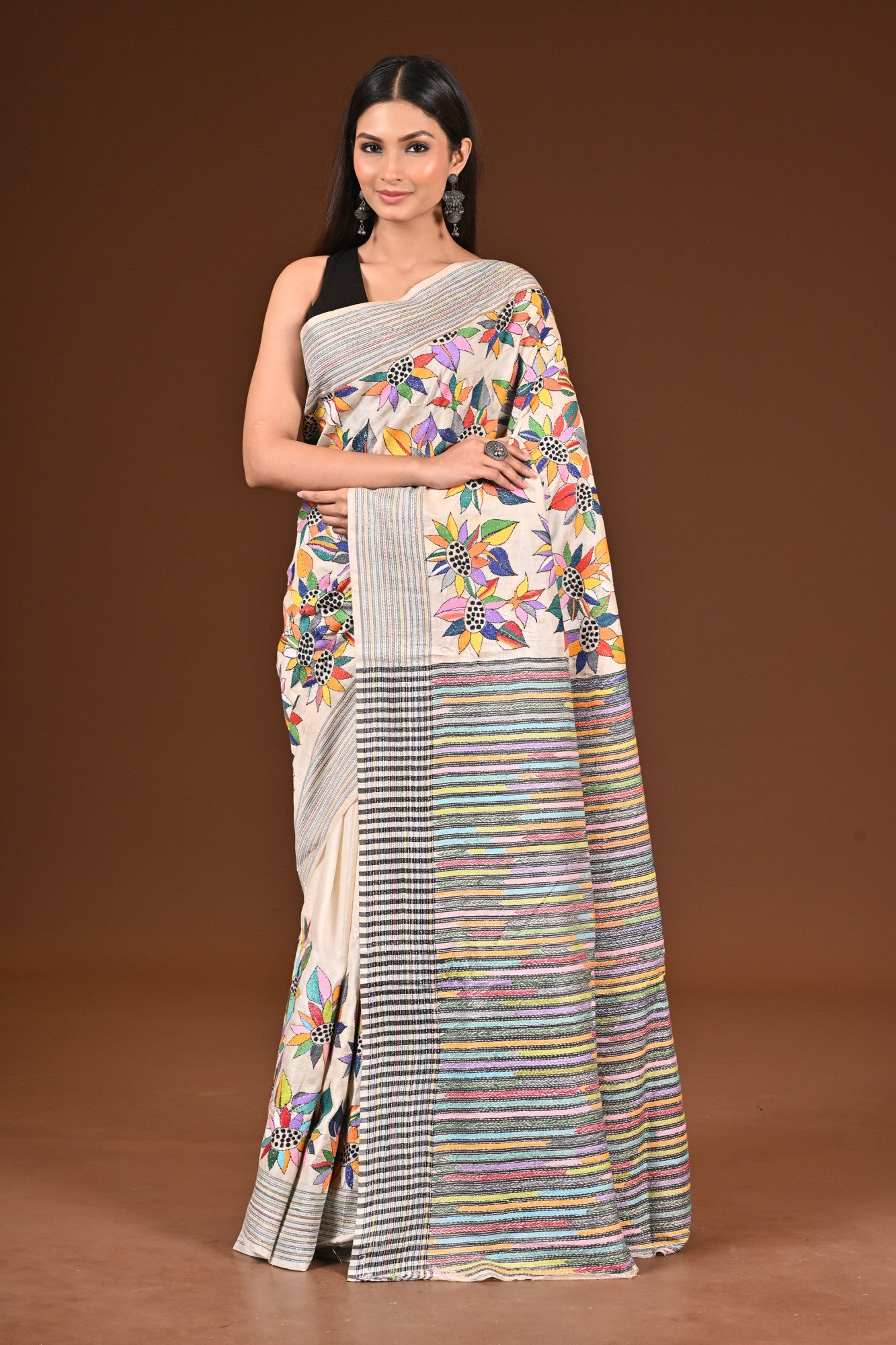PURE SILK JALCHURI ALLOVER  KANTHA SAREE Thumbnail