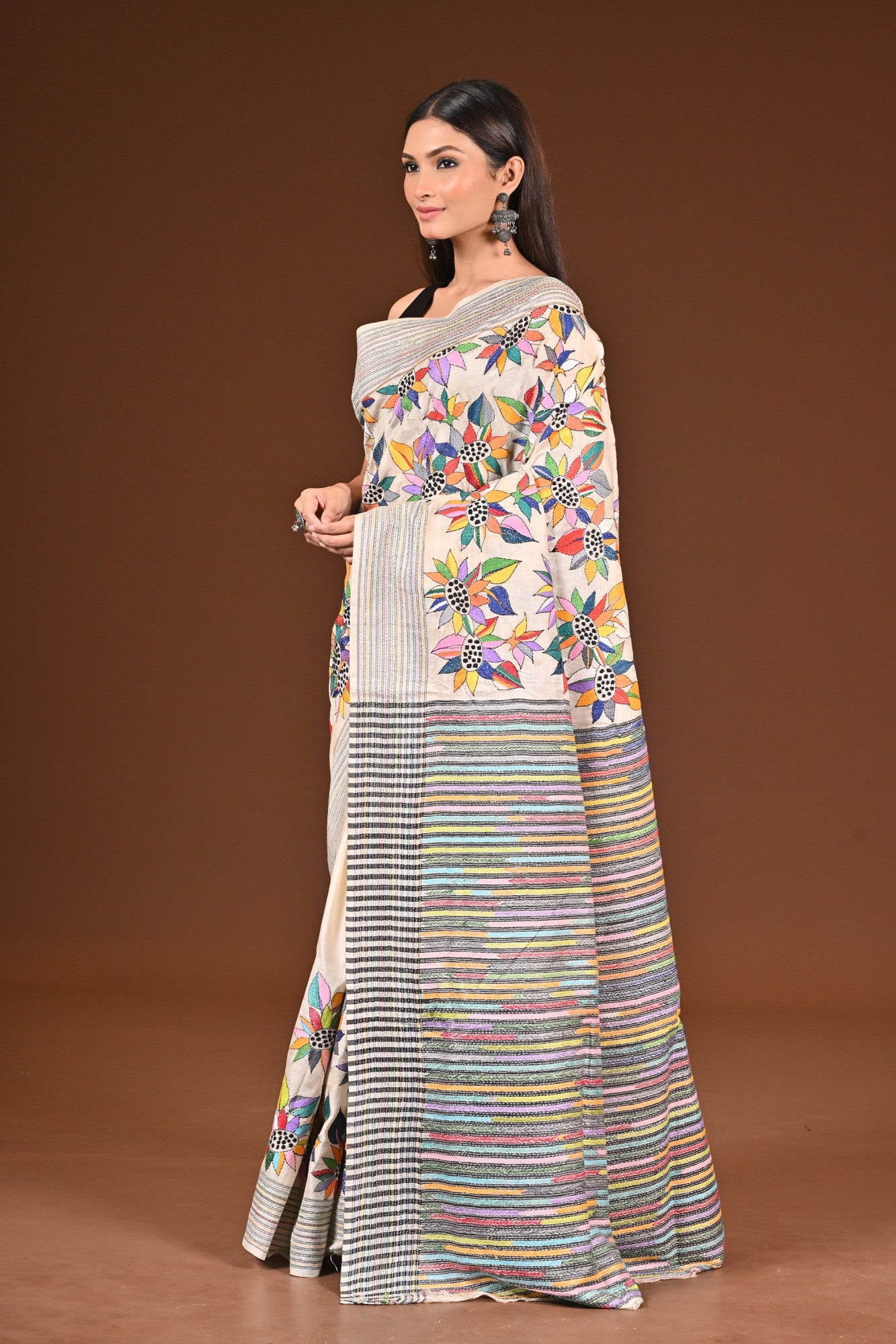 PURE SILK JALCHURI ALLOVER  KANTHA SAREE Thumbnail