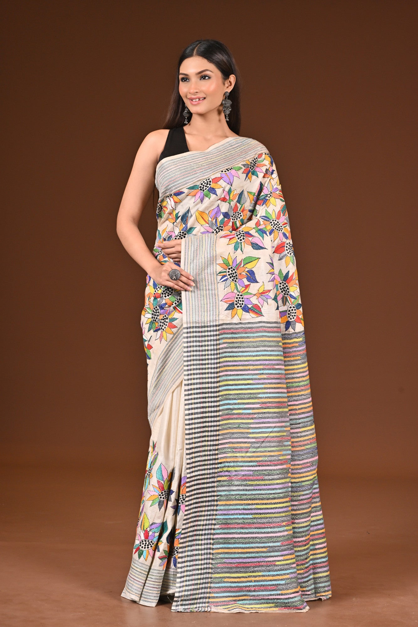 PURE SILK JALCHURI ALLOVER  KANTHA SAREE Thumbnail