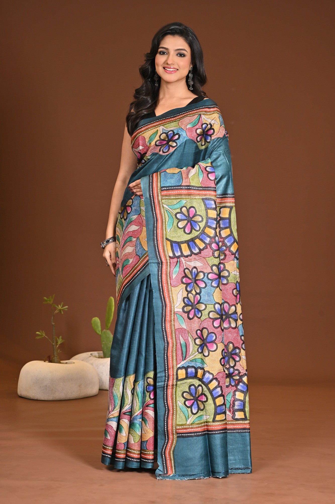 PURE SILK KANTHA SAREE Thumbnail