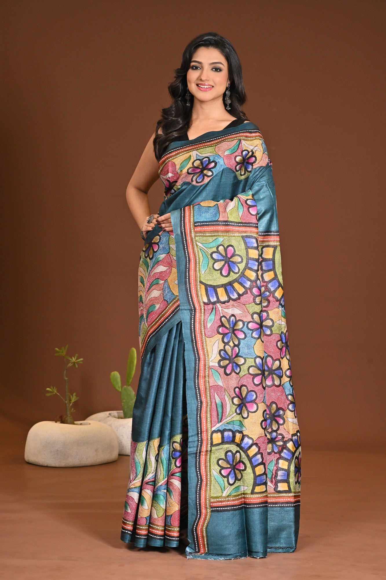 PURE SILK KANTHA SAREE Thumbnail