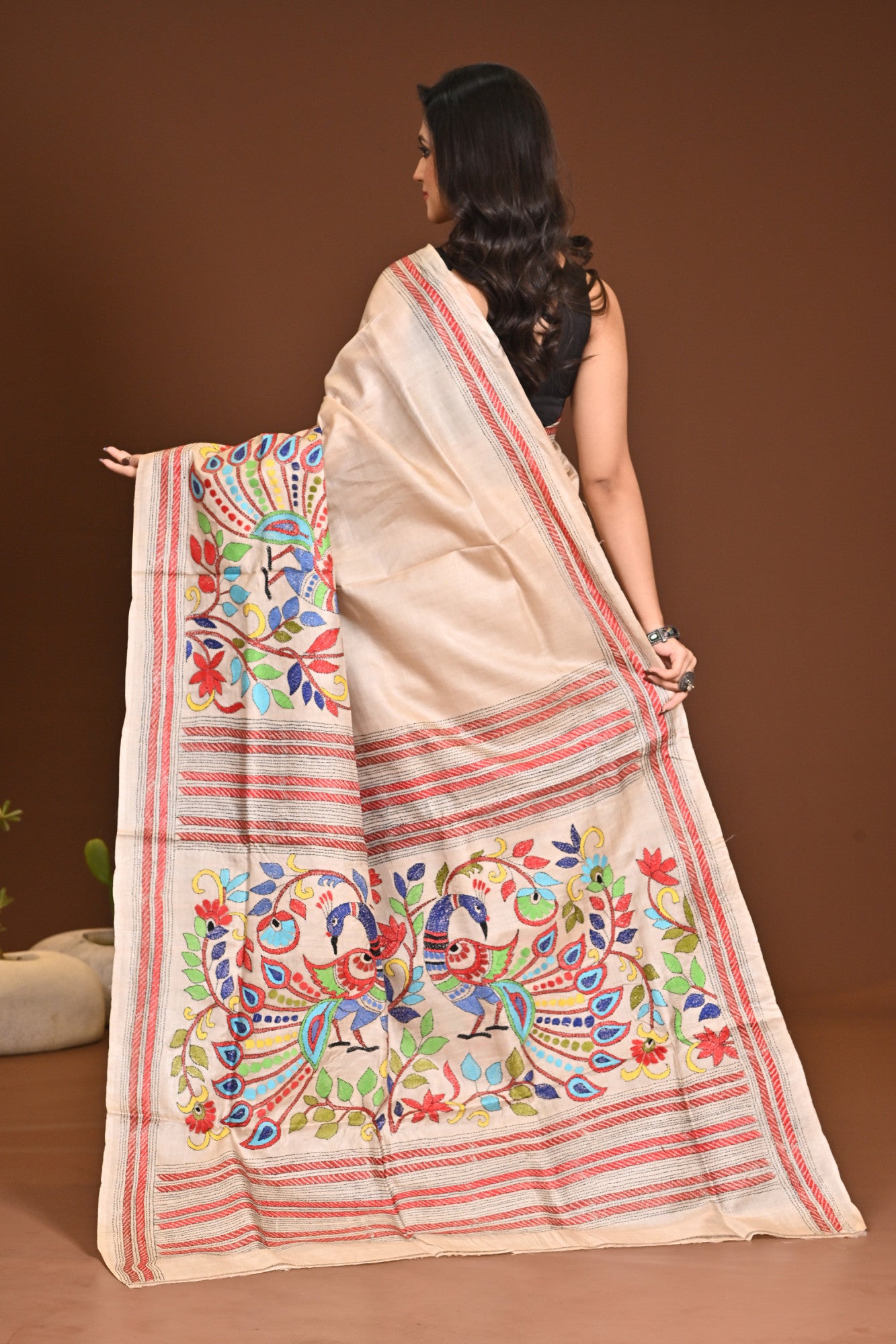 PURE SILK KANTHA SAREE Thumbnail