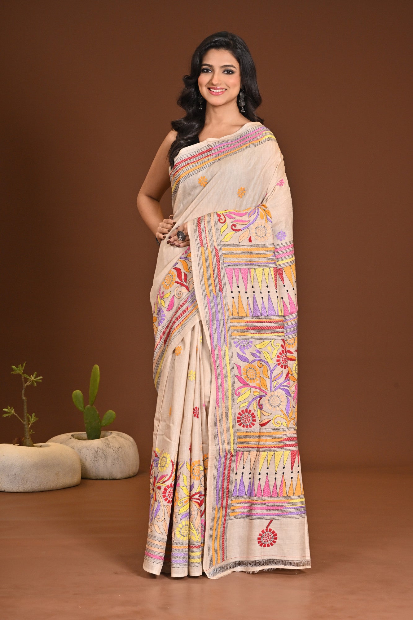 PURE SILK KANTHA SAREE Thumbnail