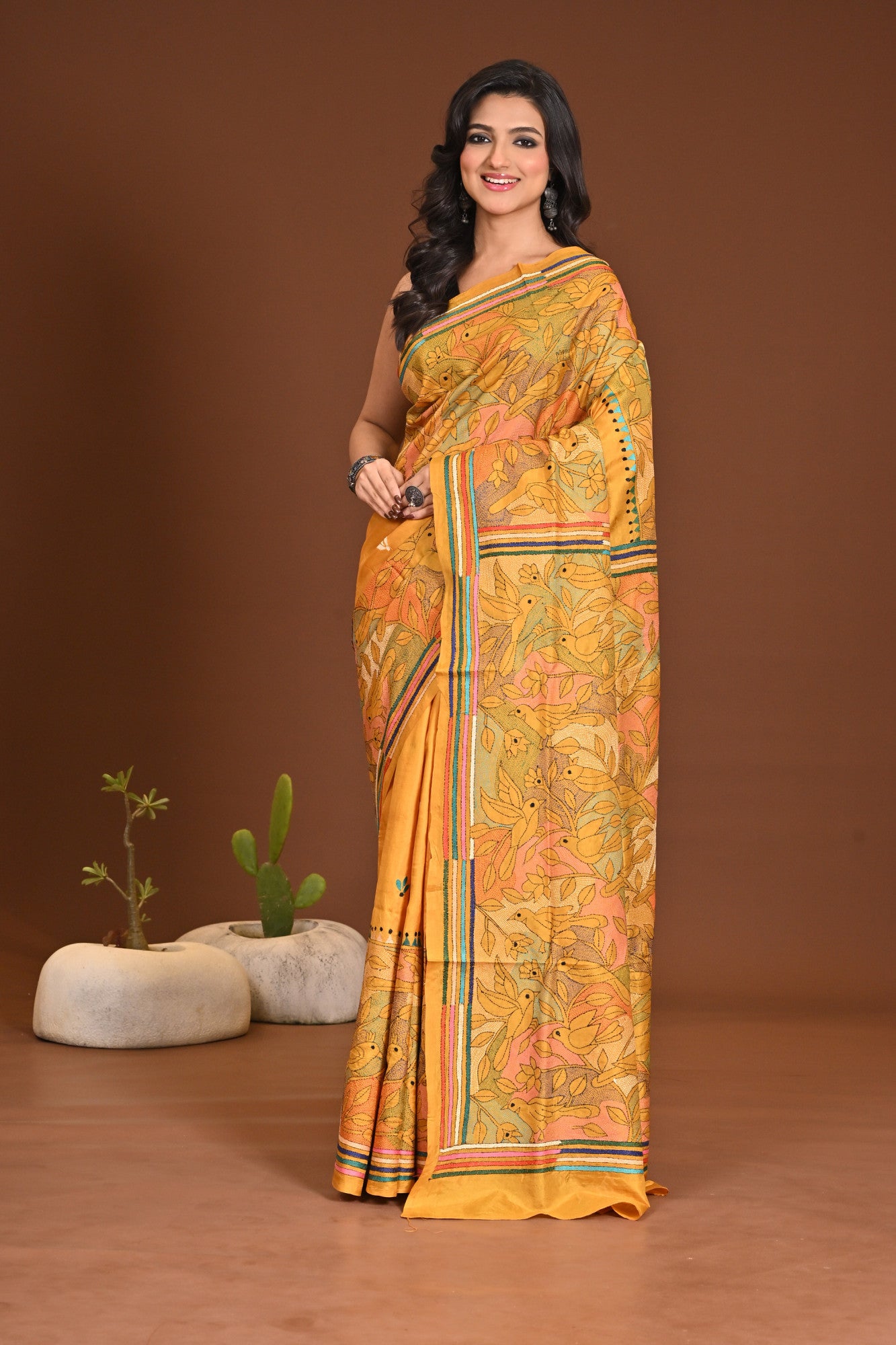 PURE SILK KANTHA SAREE