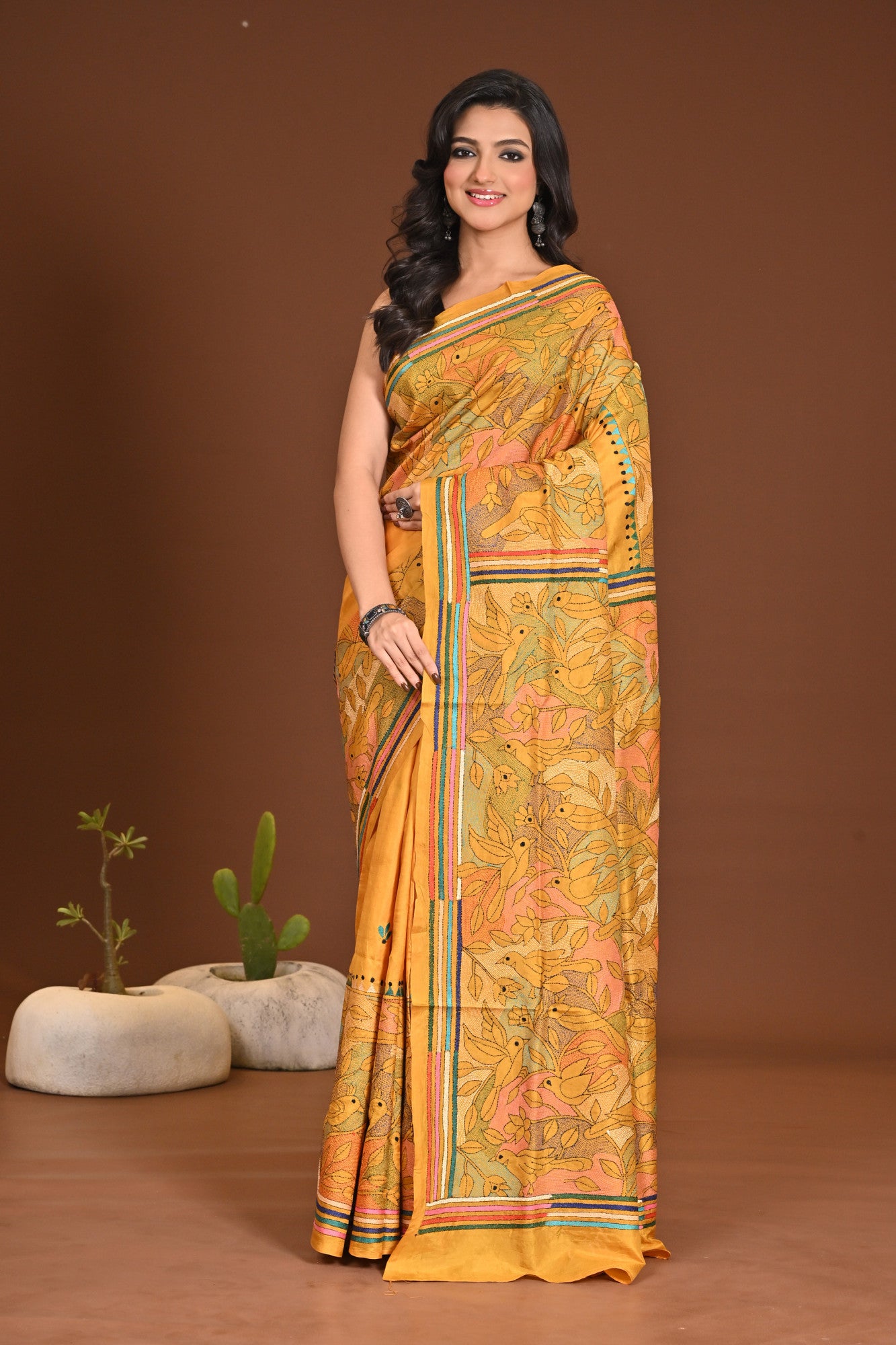 PURE SILK KANTHA SAREE Thumbnail