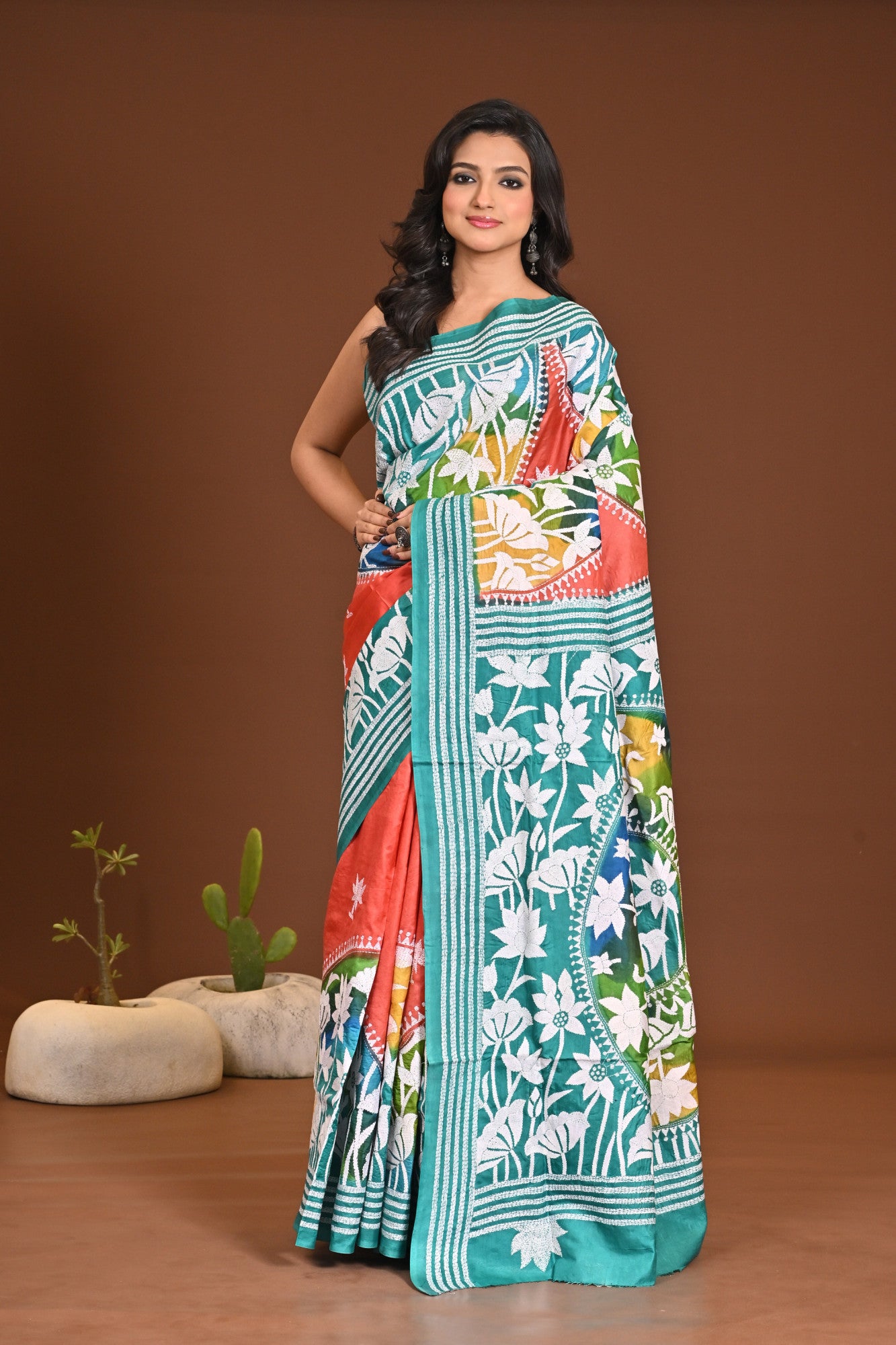 PURE SILK KANTHA SAREE Thumbnail