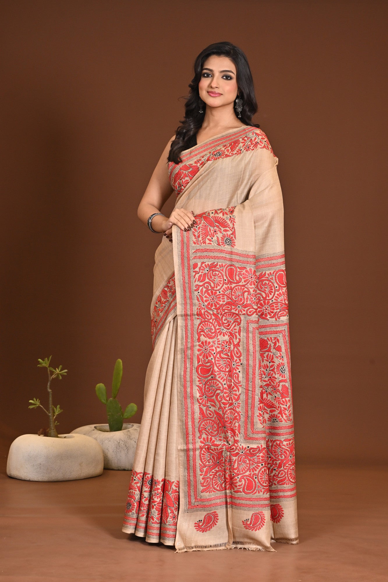 PURE SILK KANTHA SAREE Thumbnail