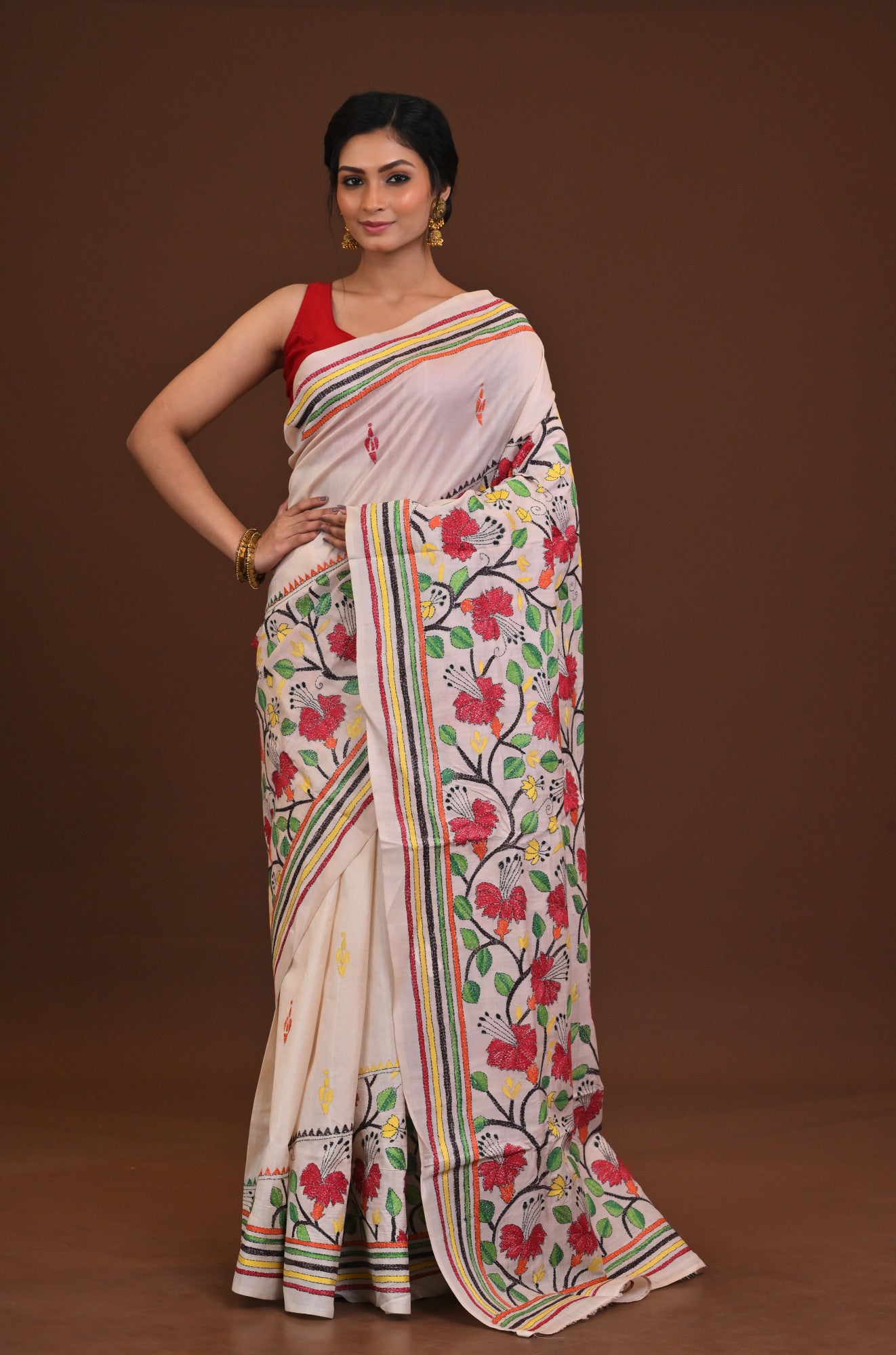 Pure Silk Kantha Saree Thumbnail