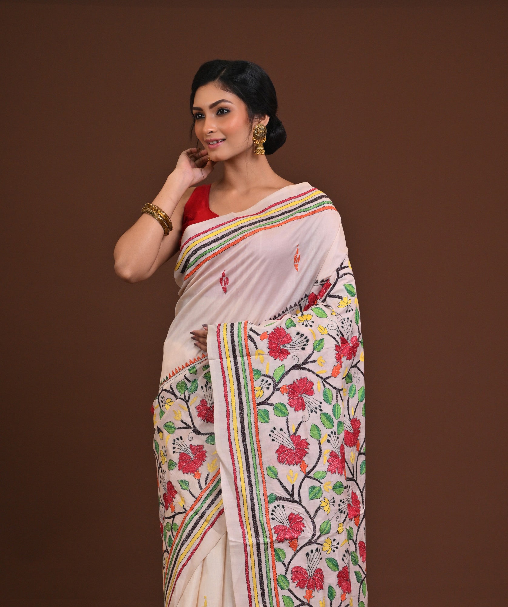 Pure Silk Kantha Saree Thumbnail