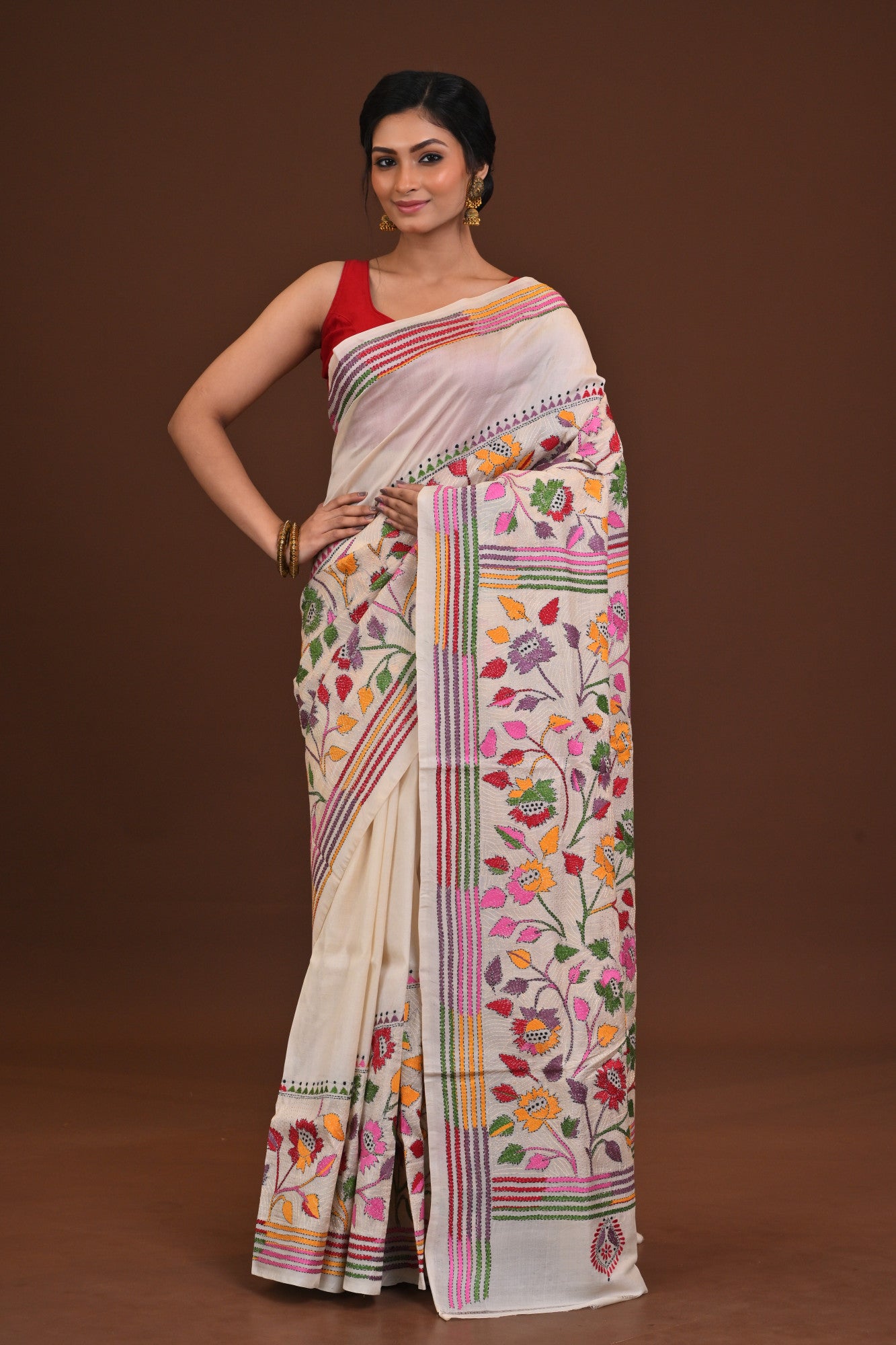 Pure Silk Kantha Saree Thumbnail