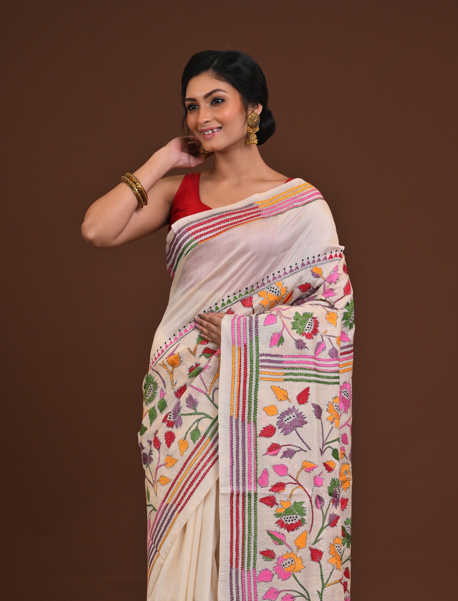 Pure Silk Kantha Saree Thumbnail