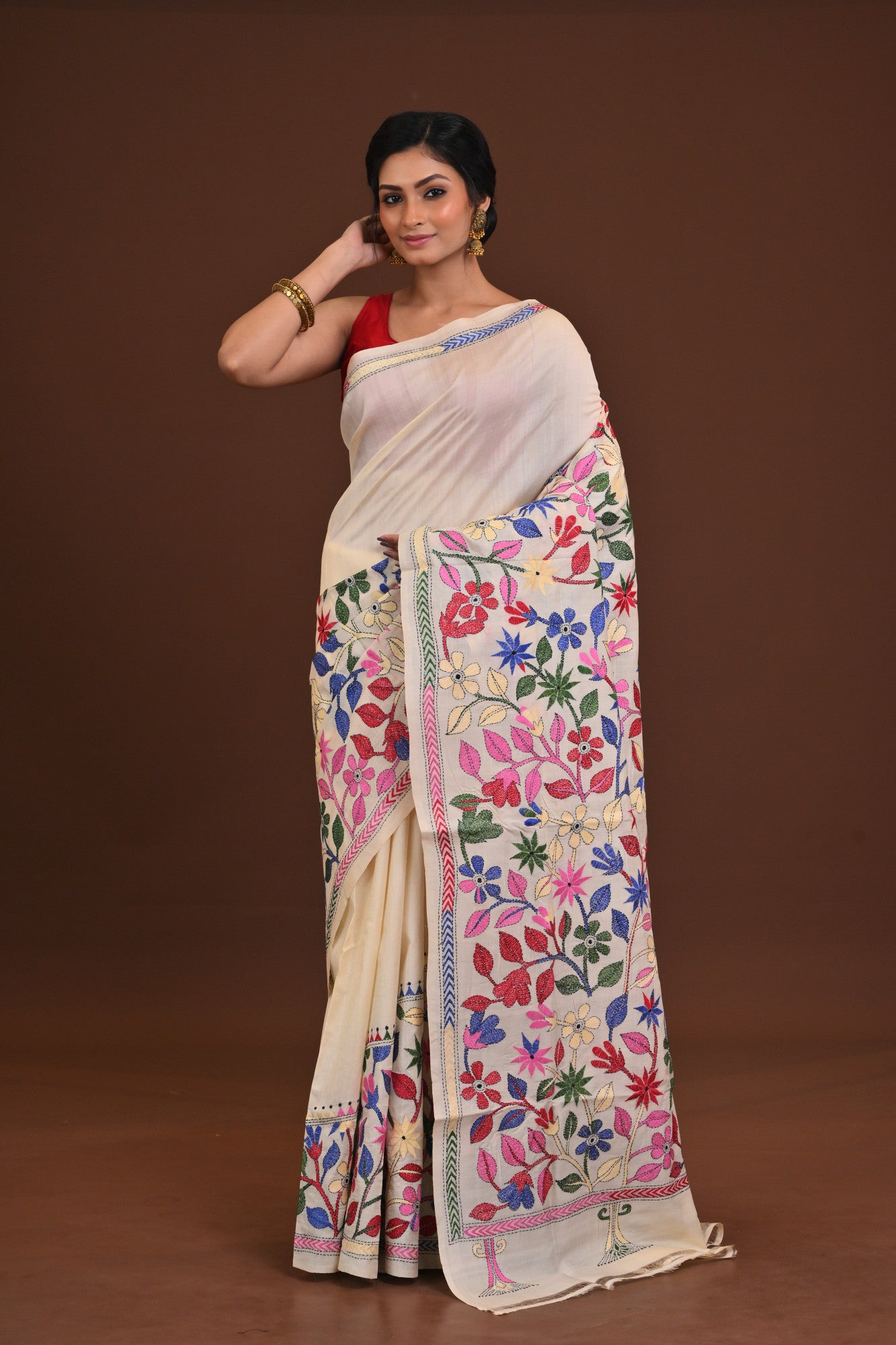Pure Silk Kantha Saree Thumbnail