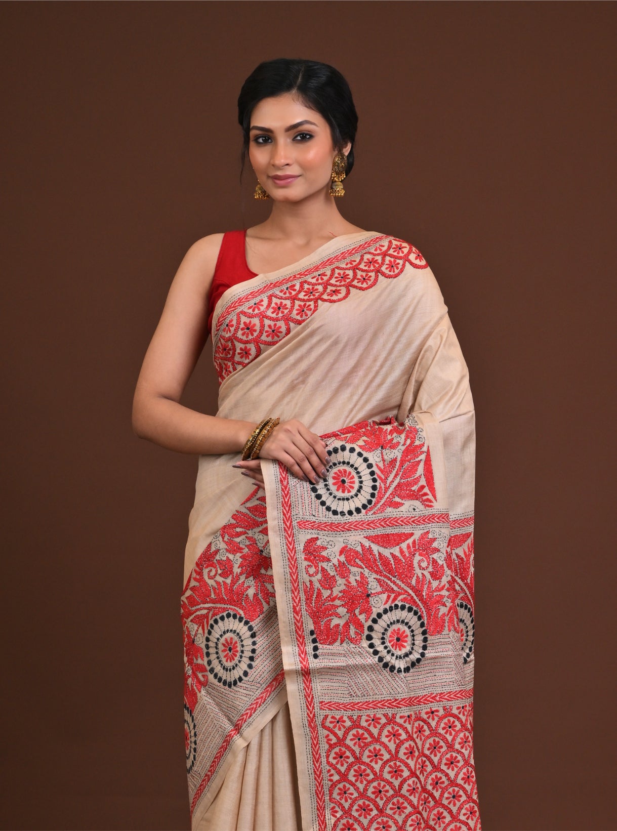Pure Silk Kantha Saree Thumbnail