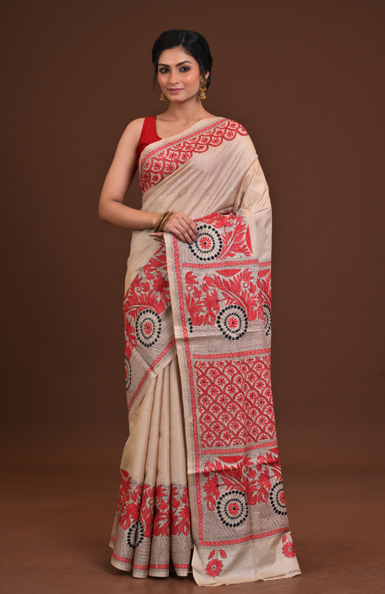 Pure Silk Kantha Saree Thumbnail