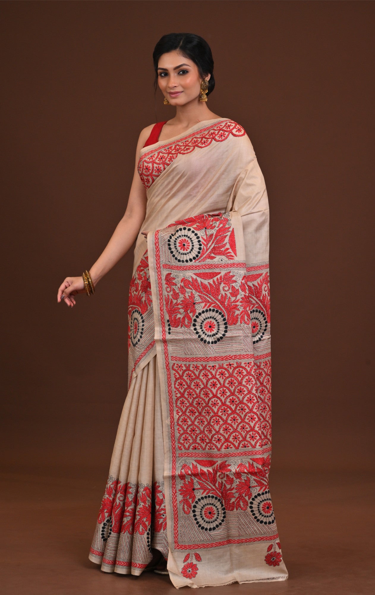 Pure Silk Kantha Saree Thumbnail