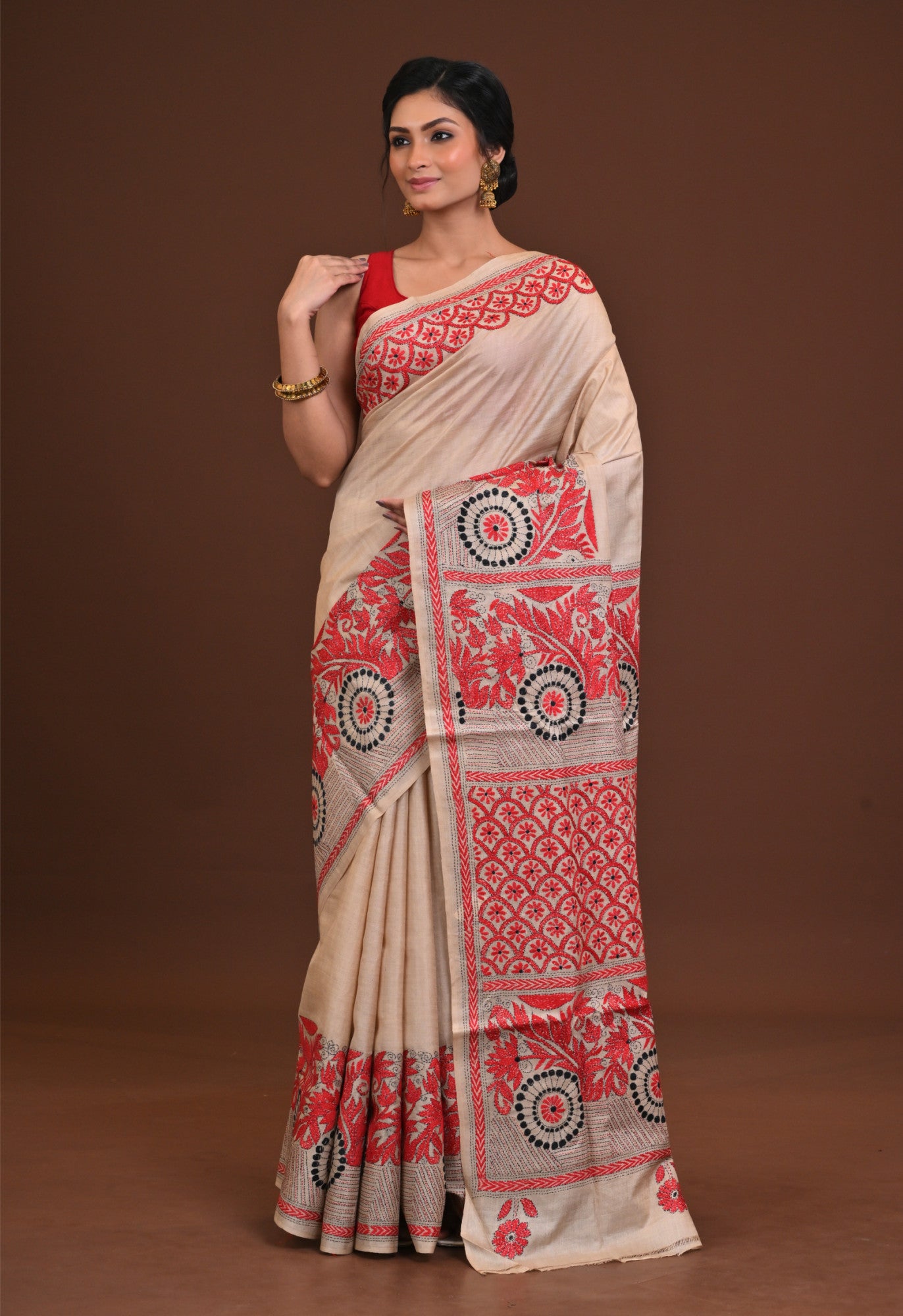 Pure Silk Kantha Saree Thumbnail