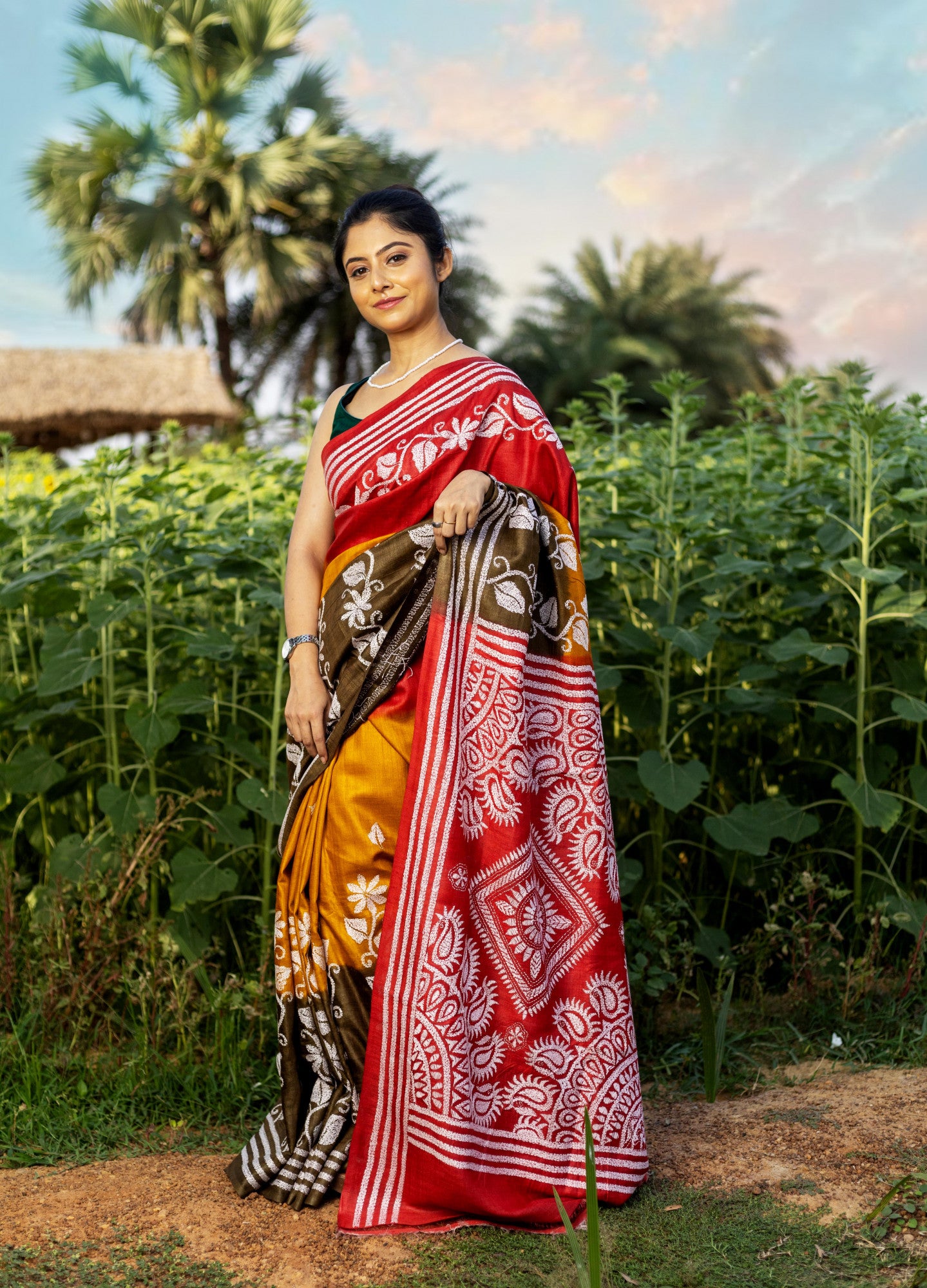 PURE SILK KANTHA SAREE