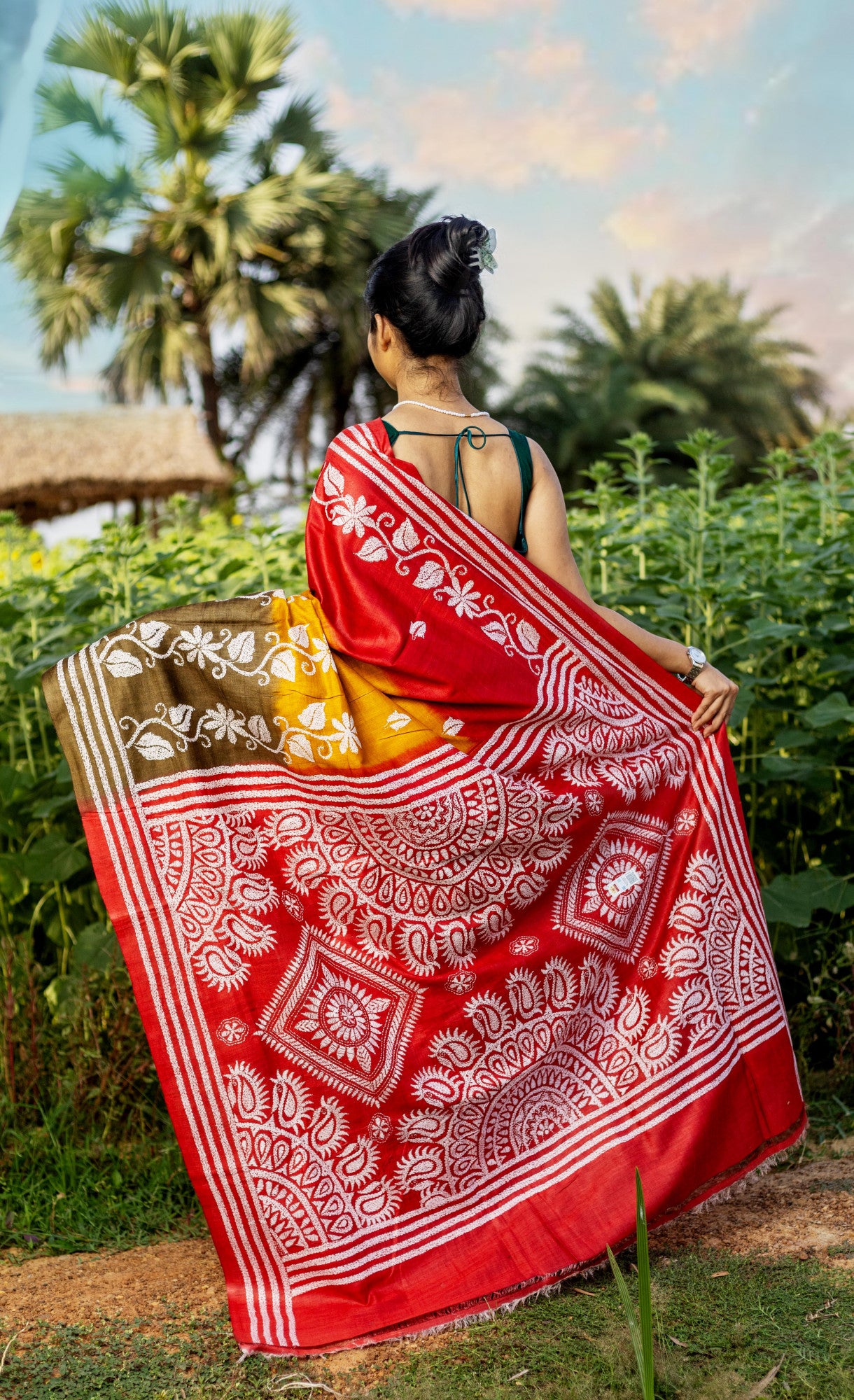 PURE SILK KANTHA SAREE