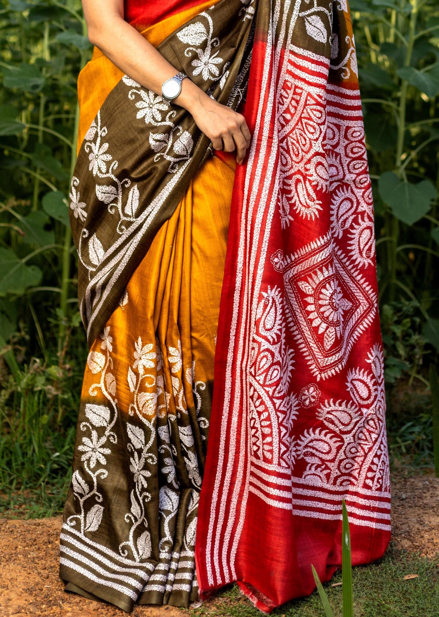 Pure Silk Kantha Saree Thumbnail