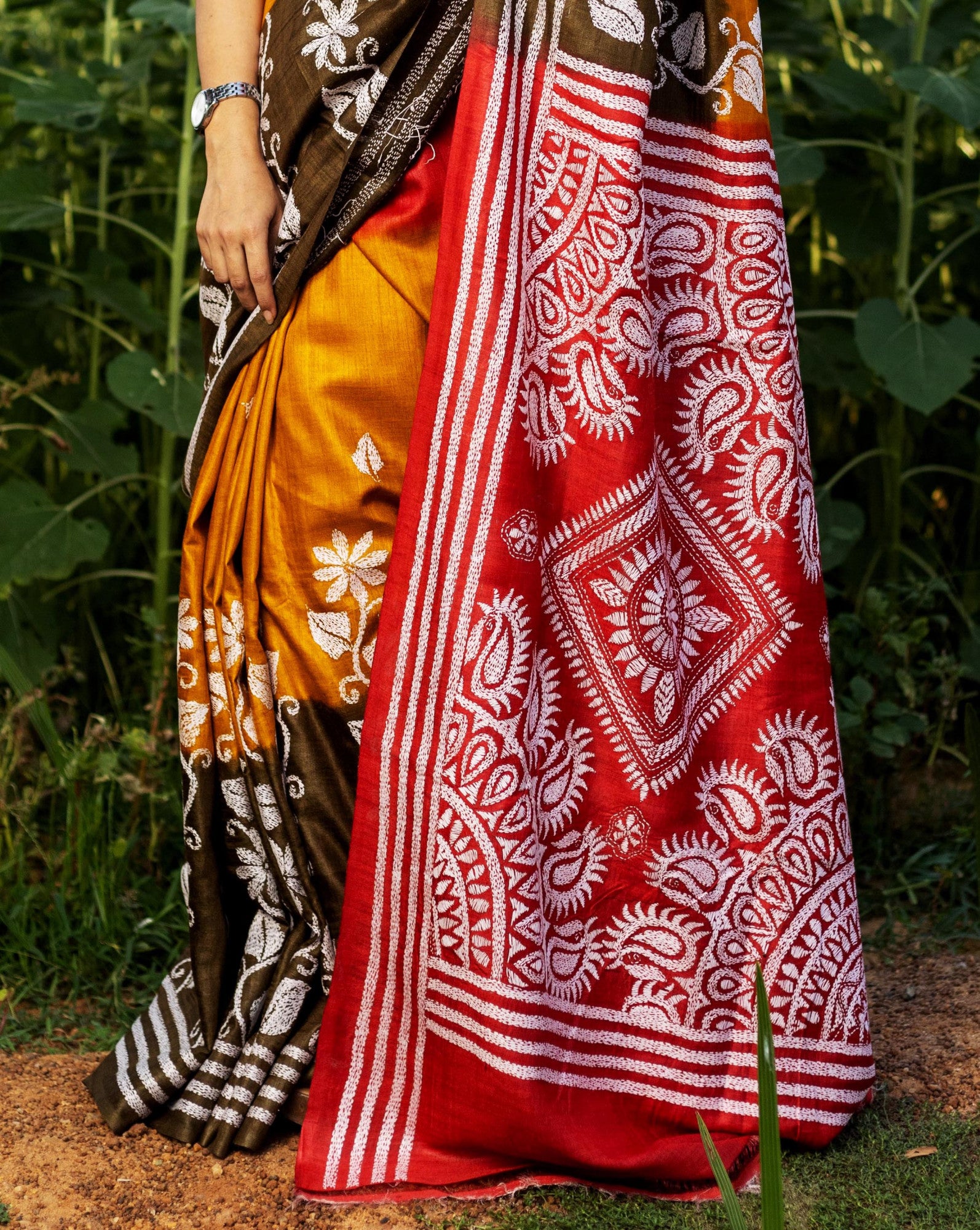 PURE SILK KANTHA SAREE