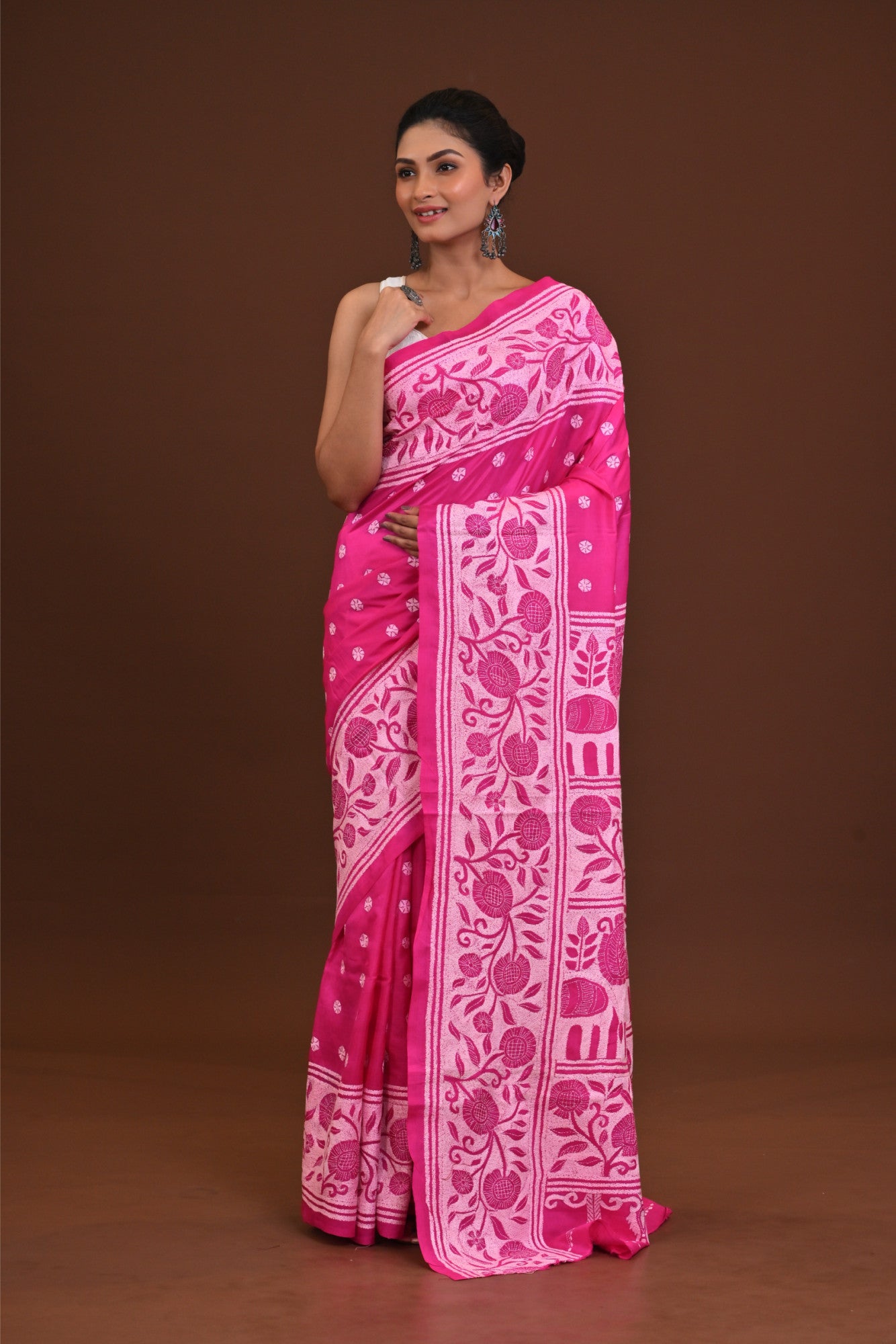 Pure Silk Kantha Stitch Saree Thumbnail