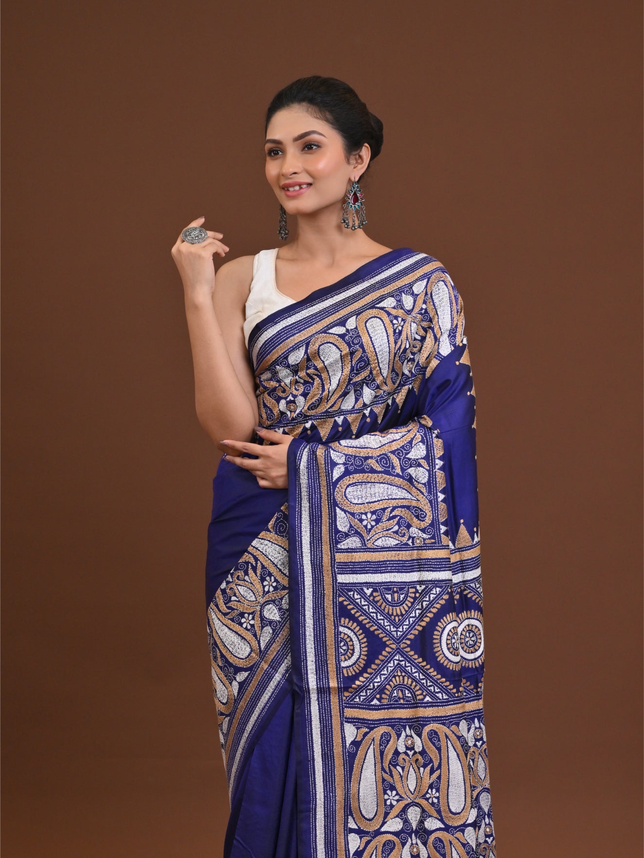 Pure Silk Kantha Saree Thumbnail