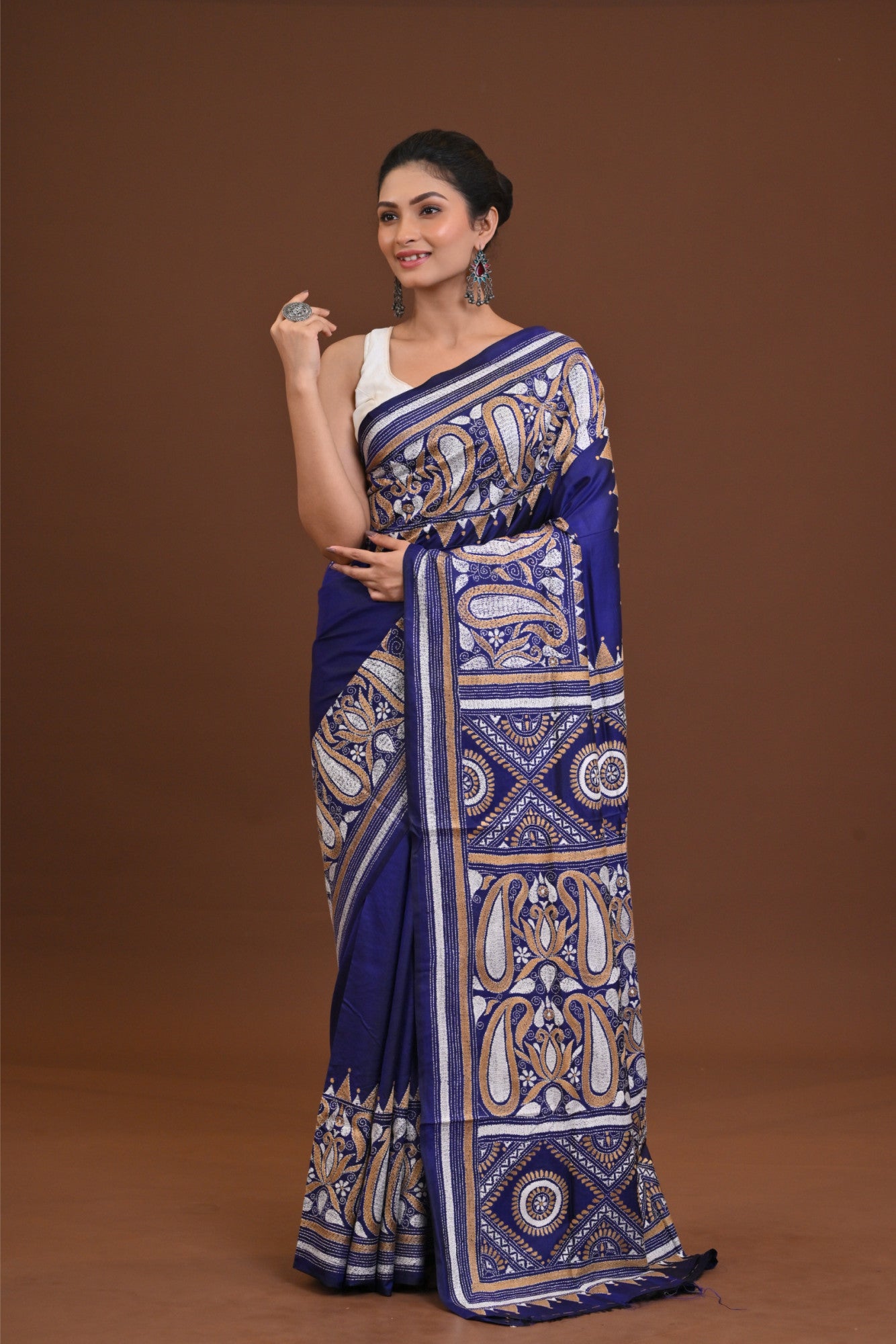 Pure Silk Kantha Saree Thumbnail