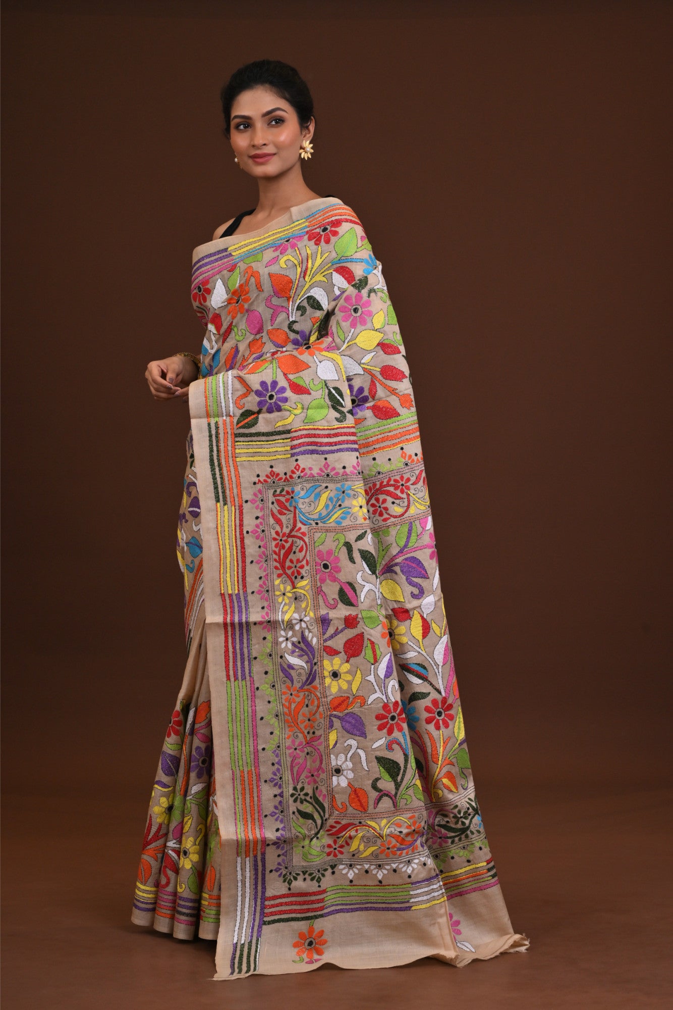 Pure Silk Kantha Saree Thumbnail