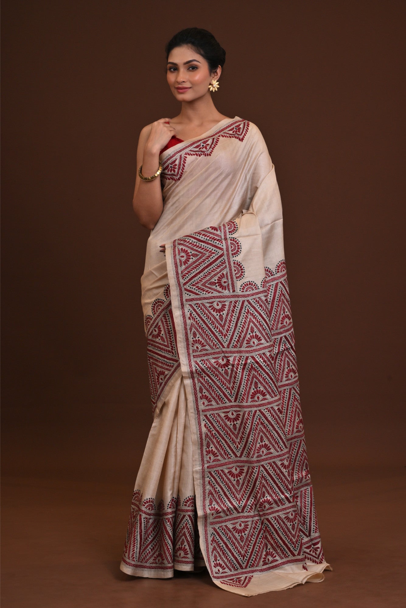 Pure Silk Kantha Saree Thumbnail