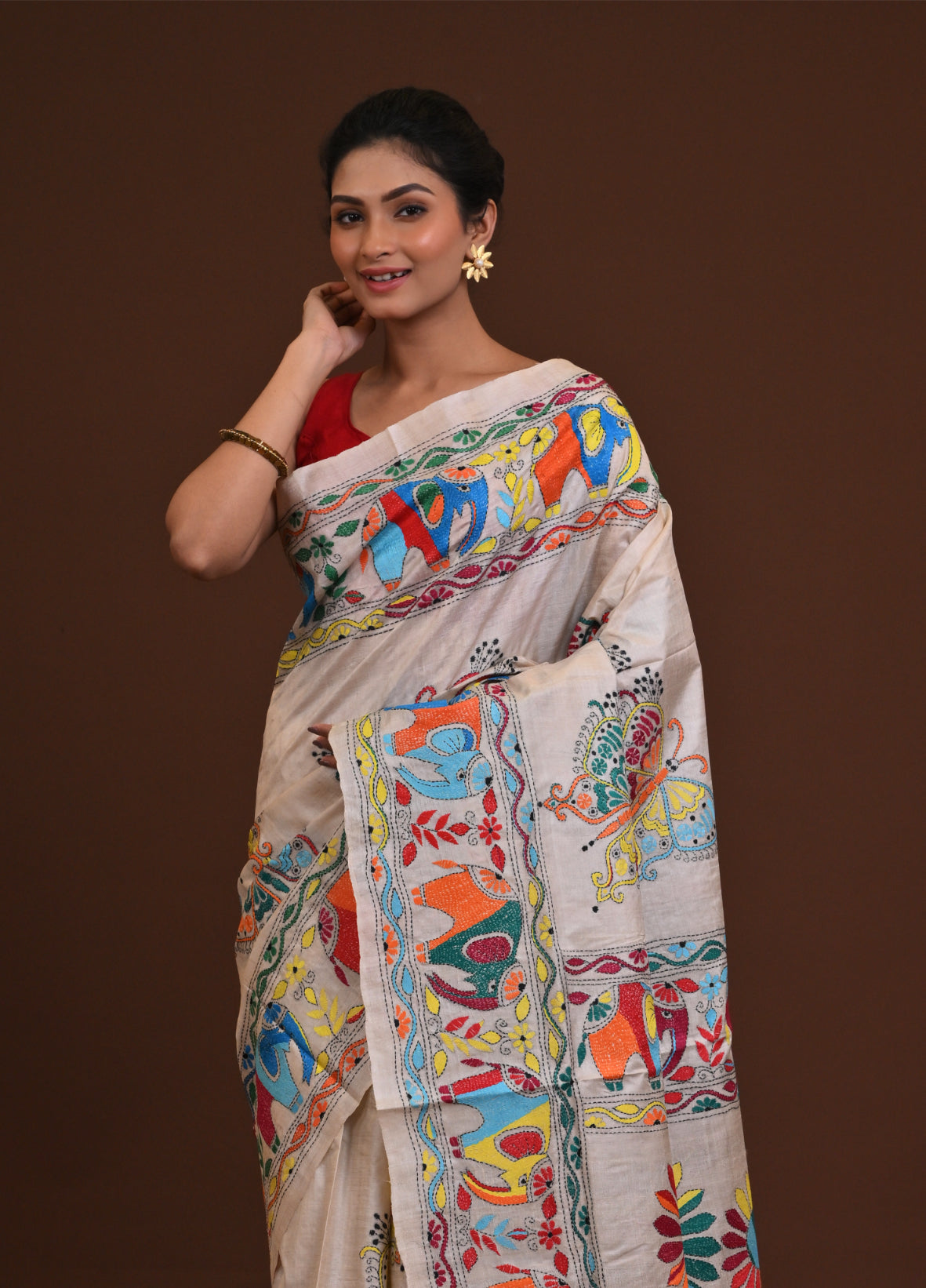 Pure Silk Kantha Saree Thumbnail