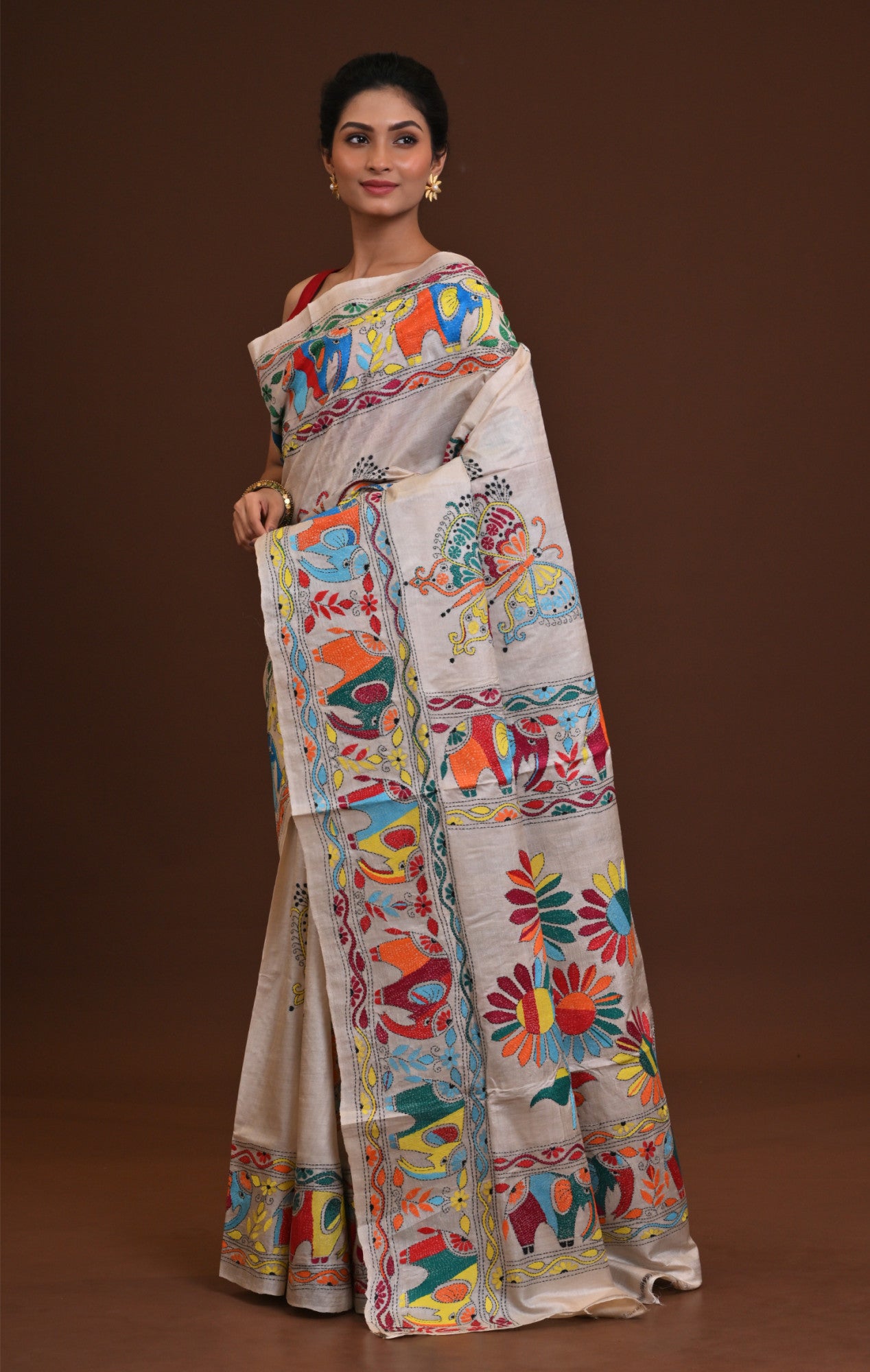 Pure Silk Kantha Saree Thumbnail