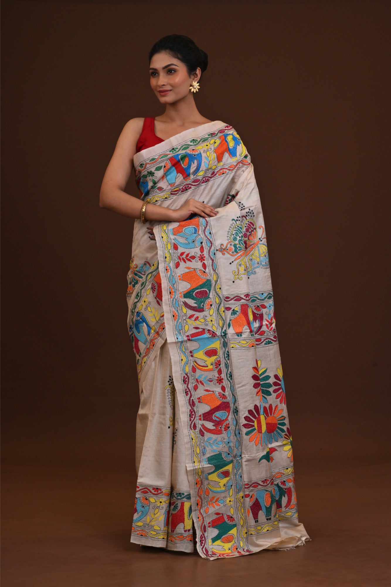 Pure Silk Kantha Saree Thumbnail