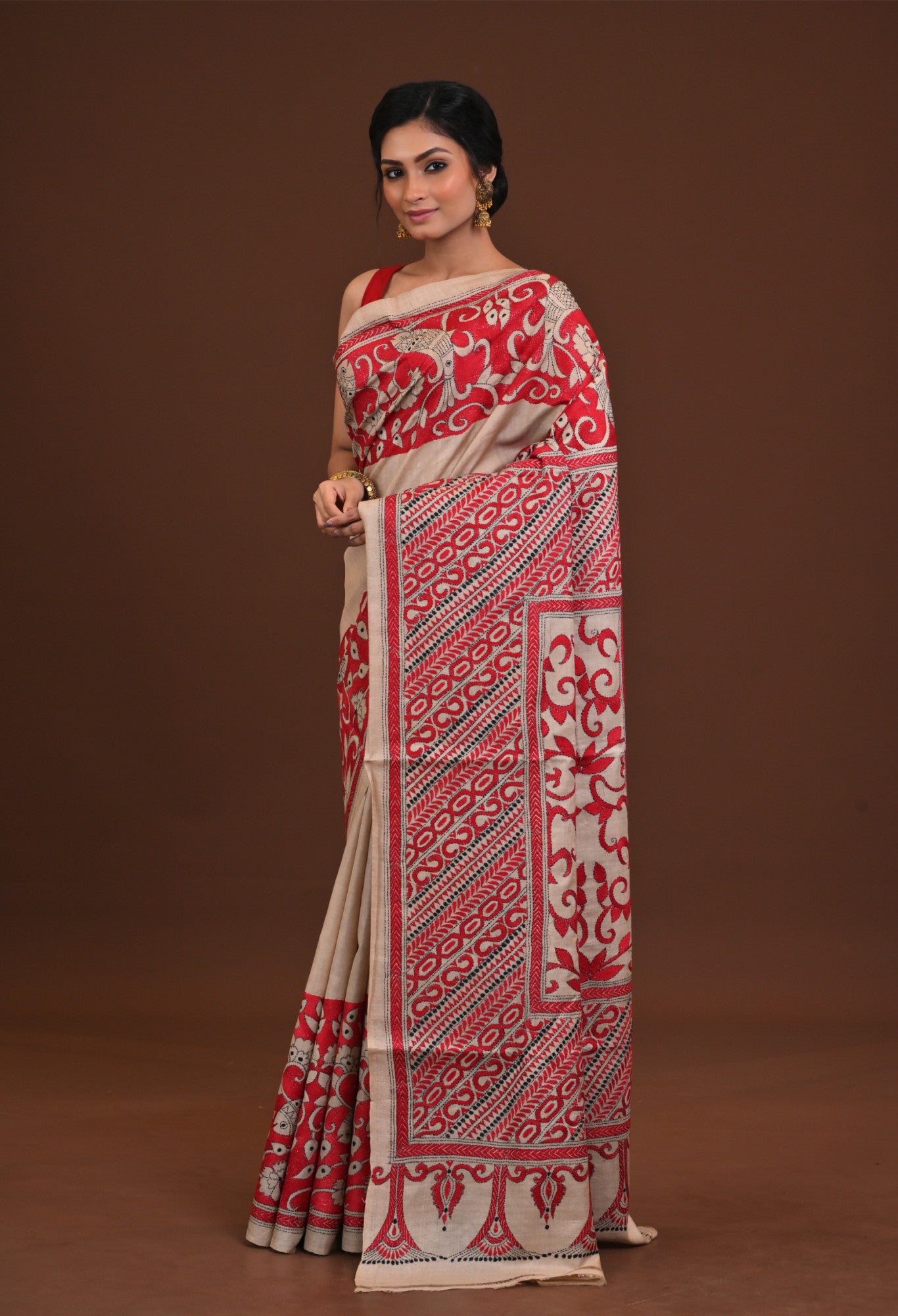 Pure Silk Kantha Saree Thumbnail