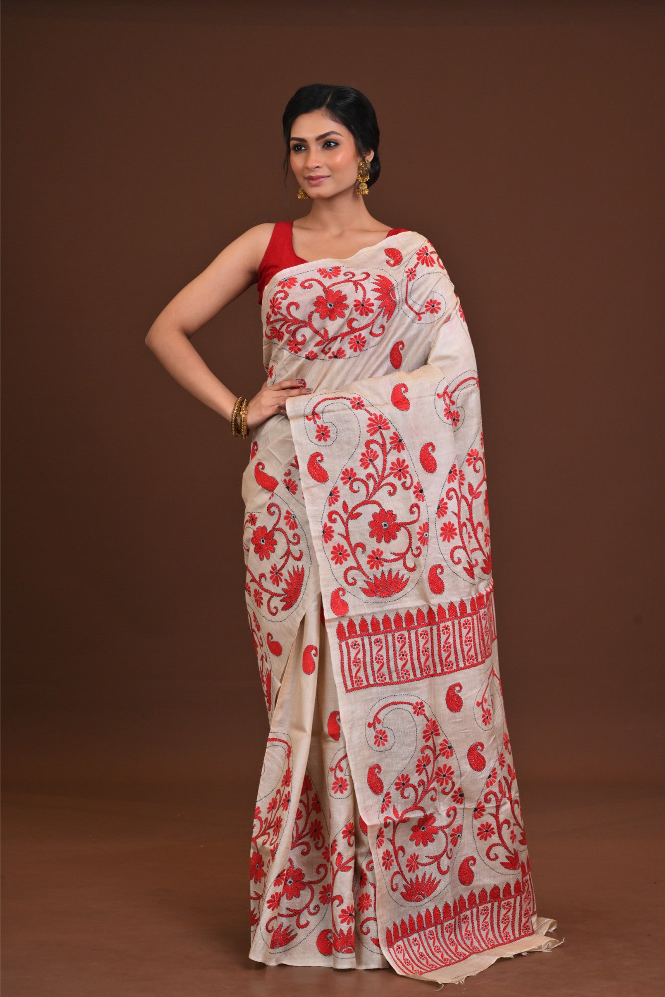 Pure Silk Kantha Saree Thumbnail