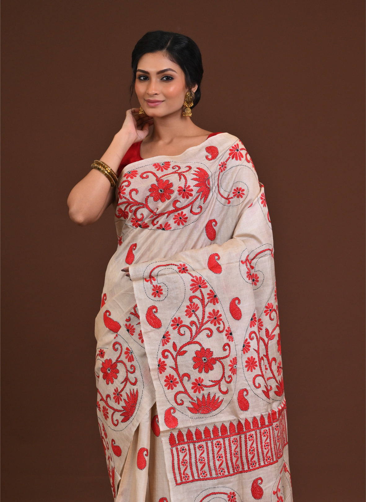 Pure Silk Kantha Saree Thumbnail