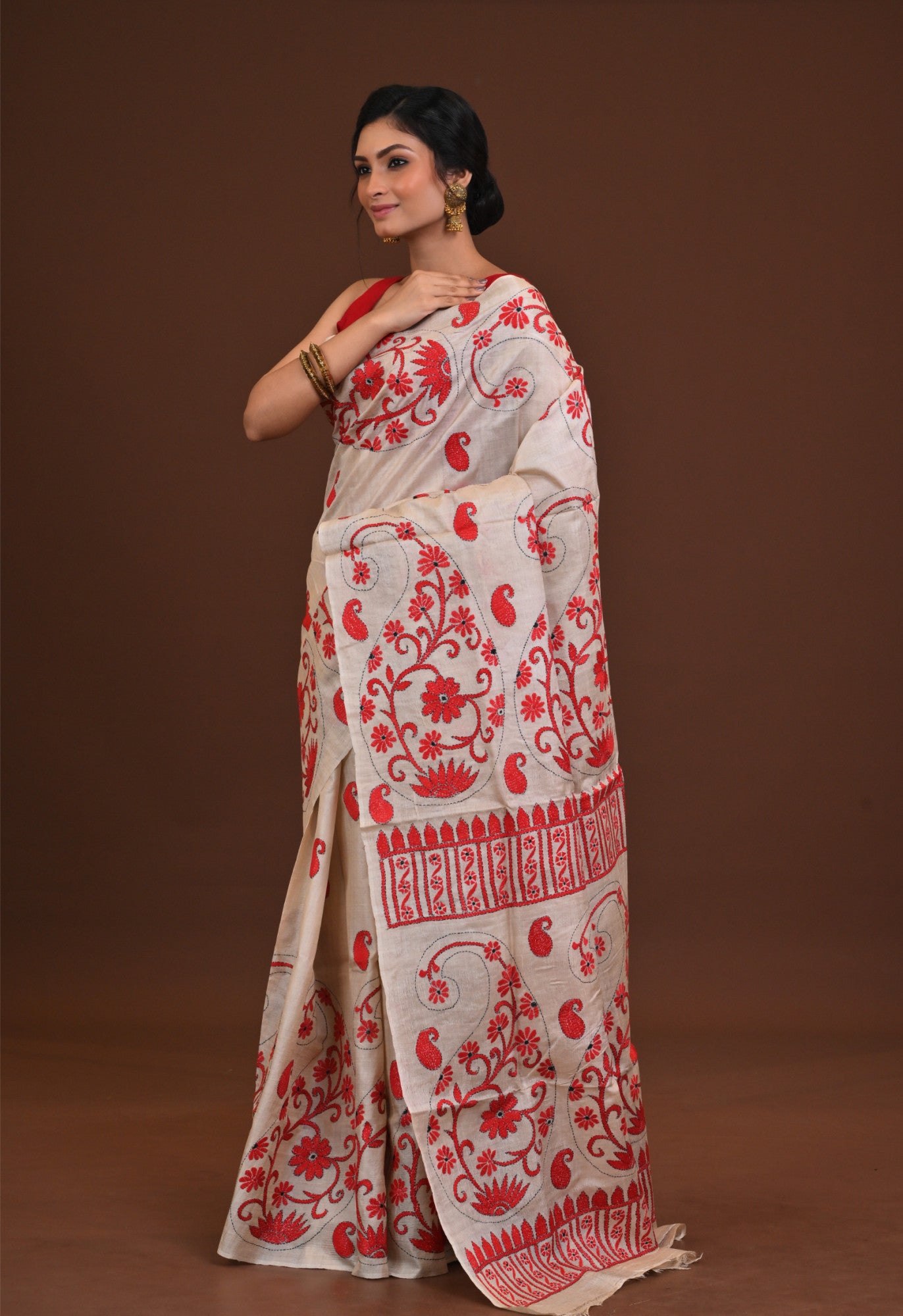Pure Silk Kantha Saree Thumbnail