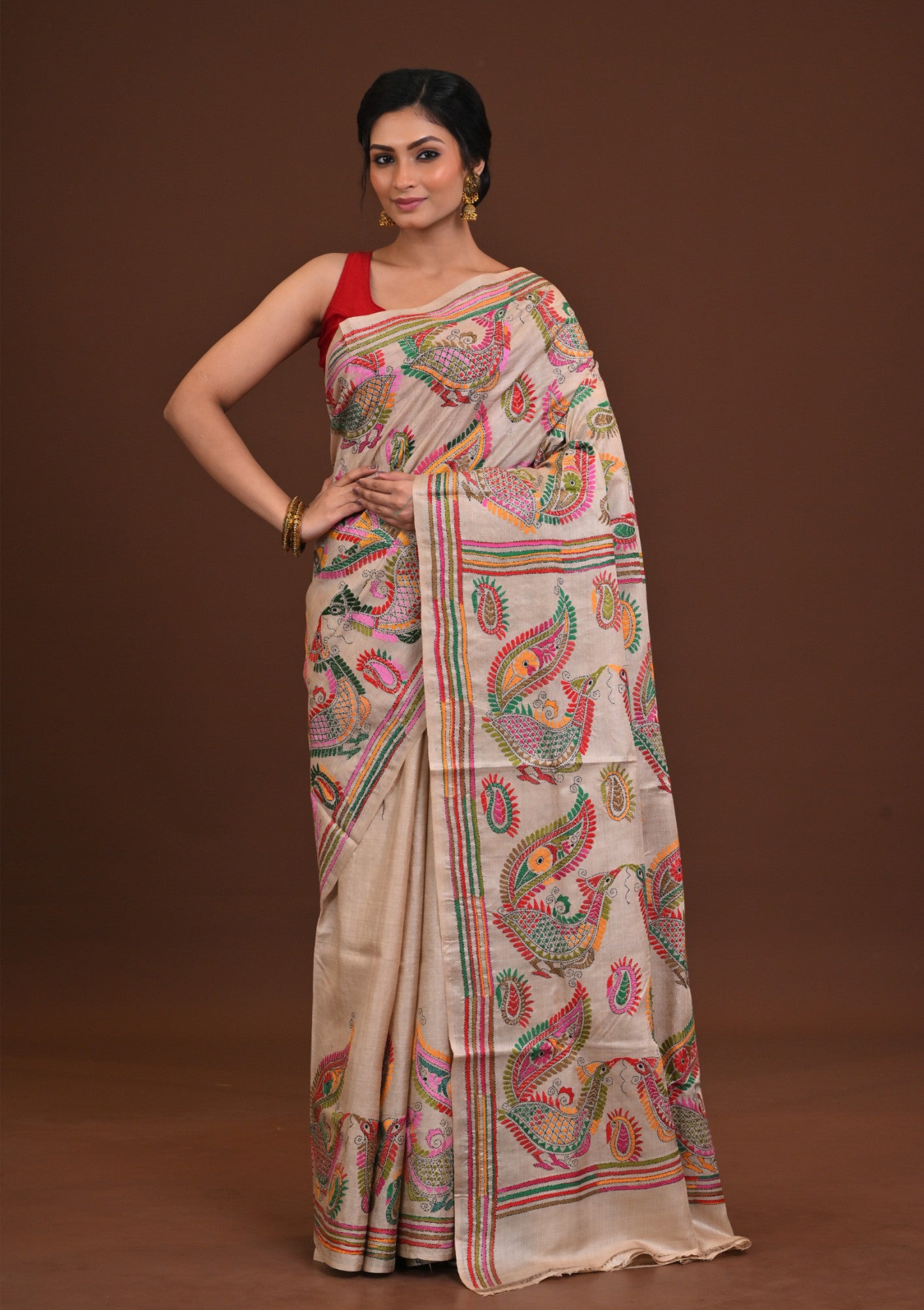 Pure Silk Kantha Saree Thumbnail