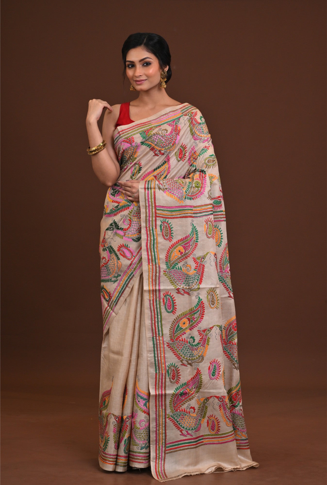 Pure Silk Kantha Saree Thumbnail
