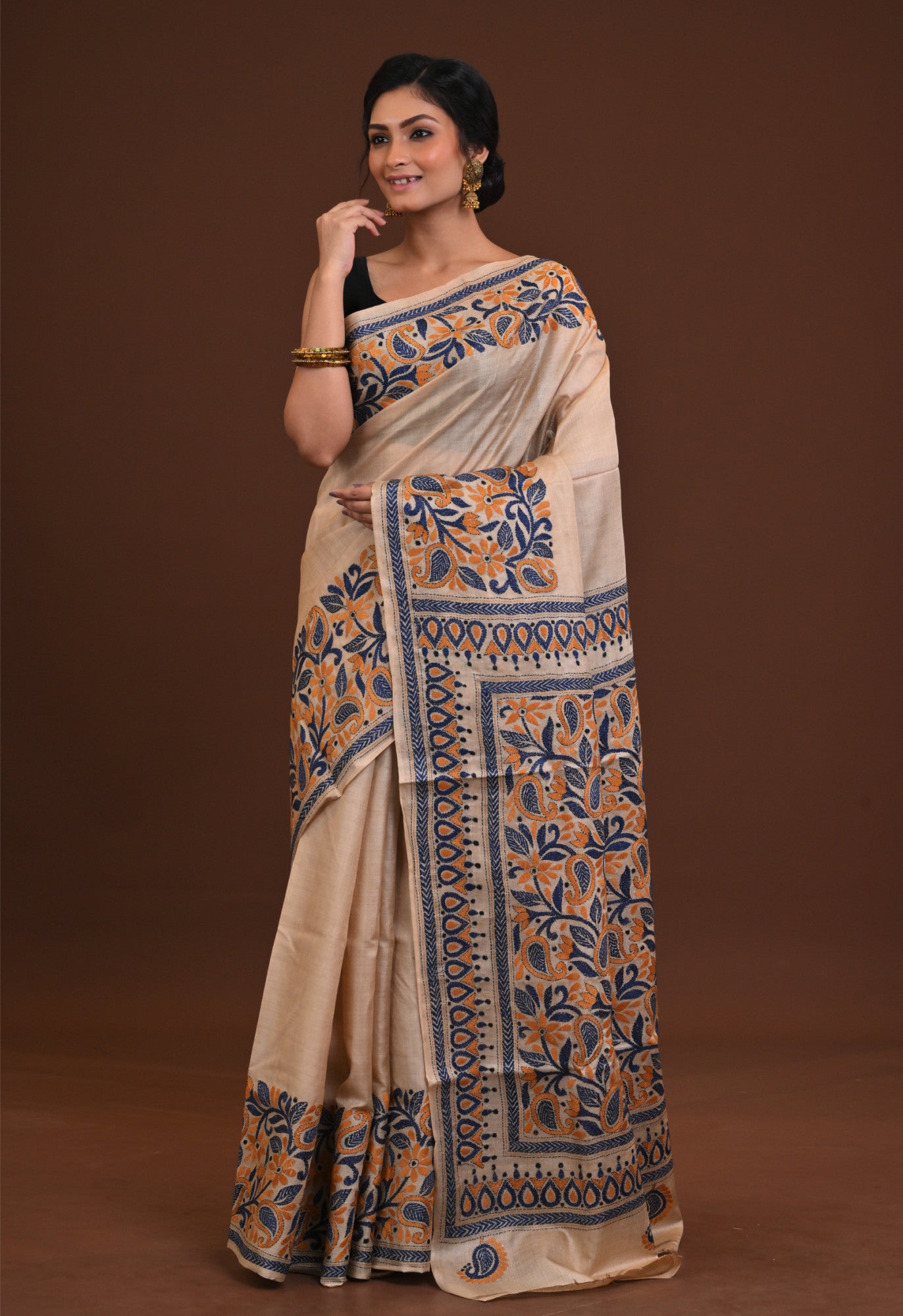 Pure Silk Kantha Saree Thumbnail