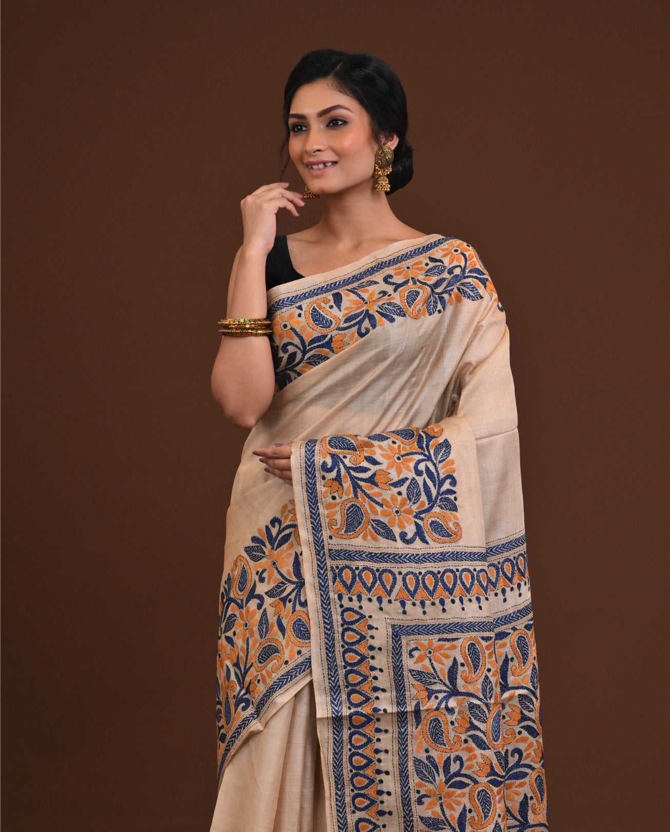 Pure Silk Kantha Saree Thumbnail